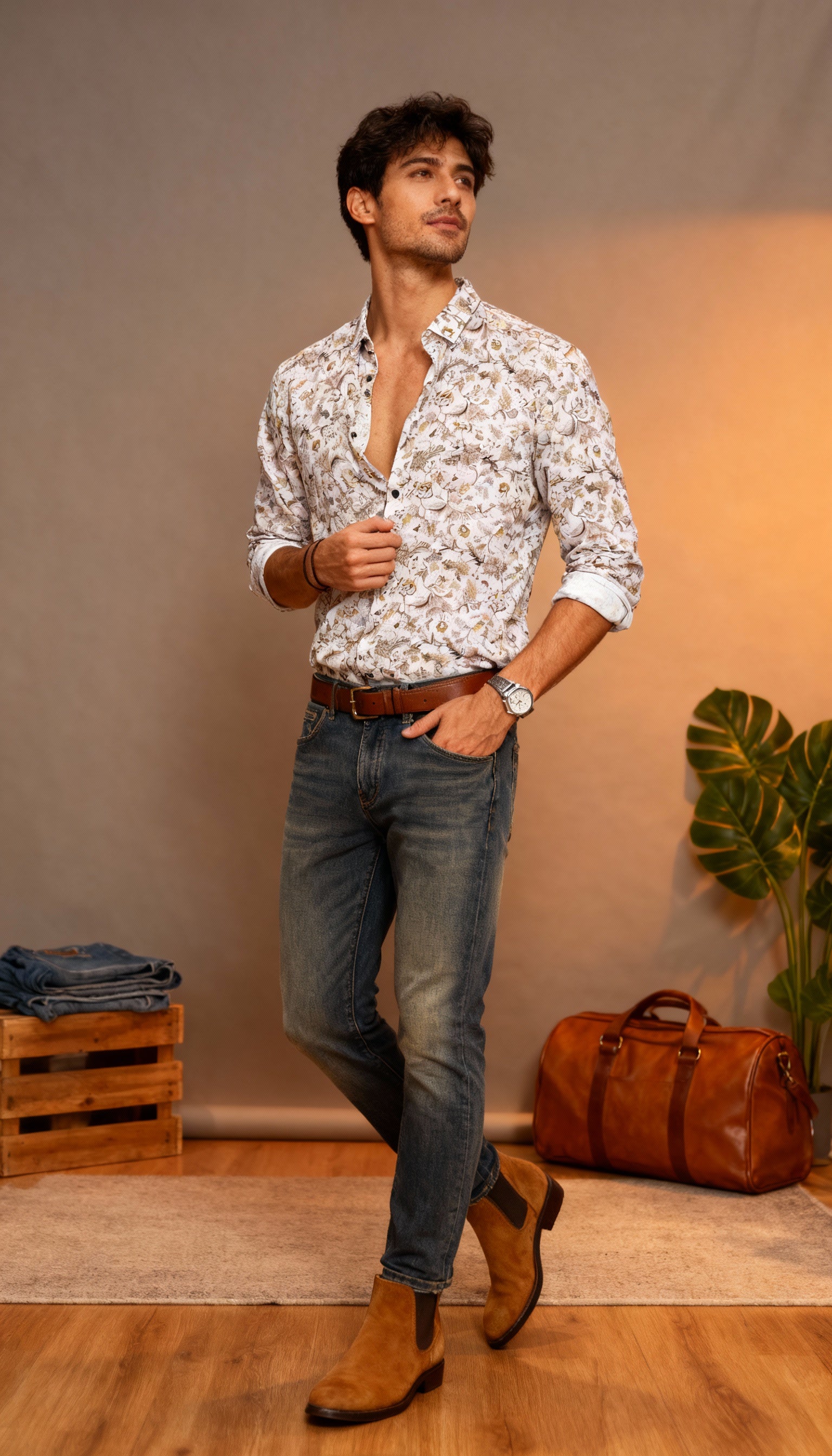Self Design Printed Men's Shirt