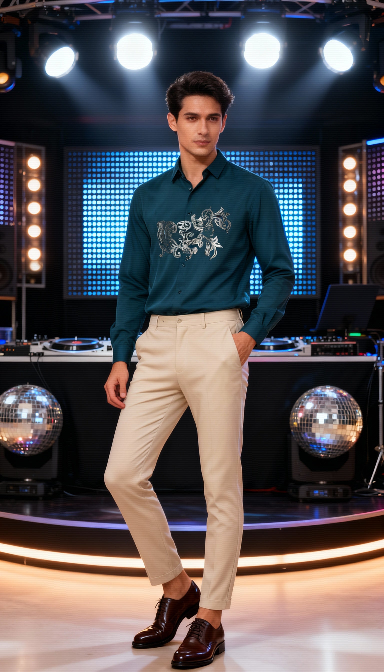 Self Design Premium Club Wear Sequin Men's Shirt