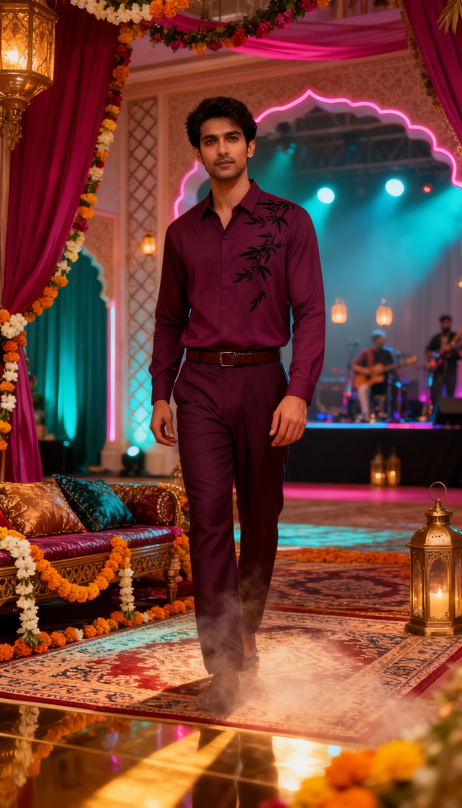 Self Design Premium Club Wear Sequin Men's Shirt