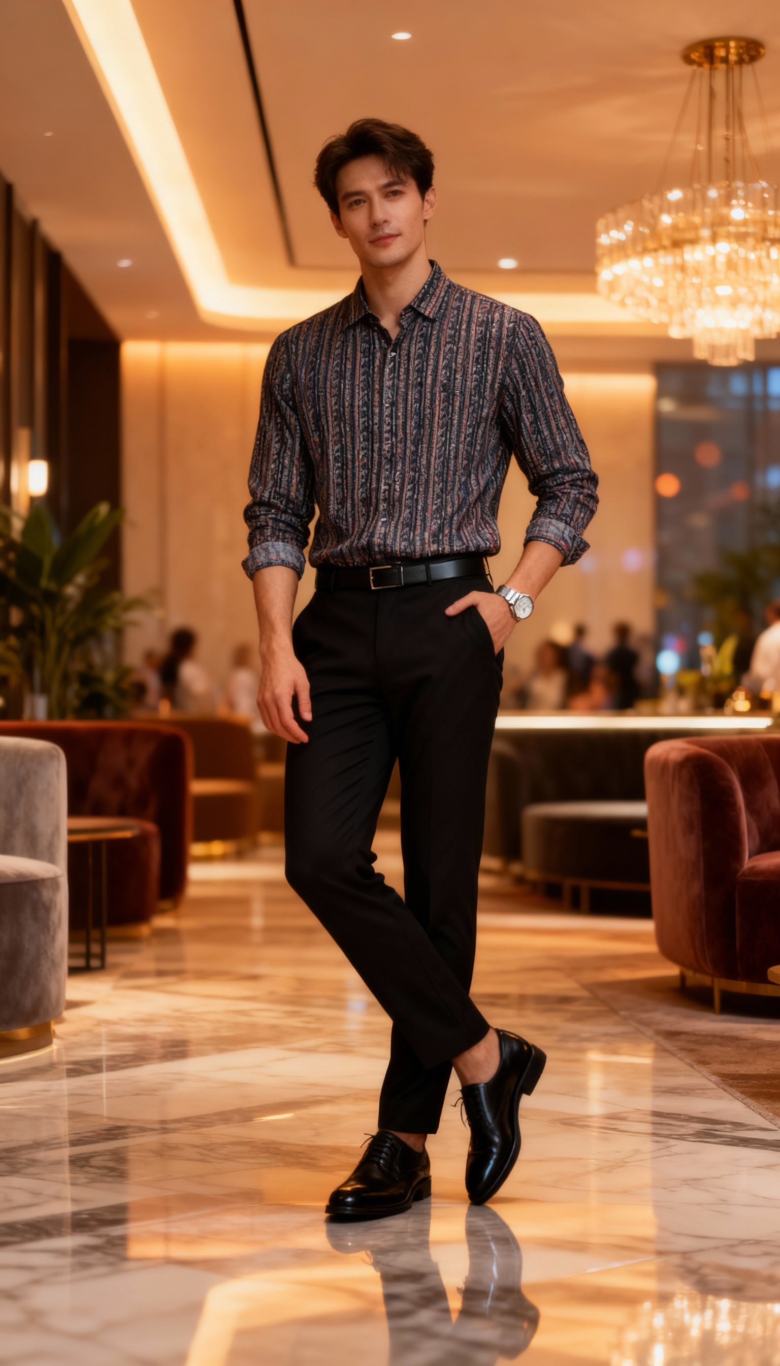 Self Printed Design Party Wear Men's Shirt