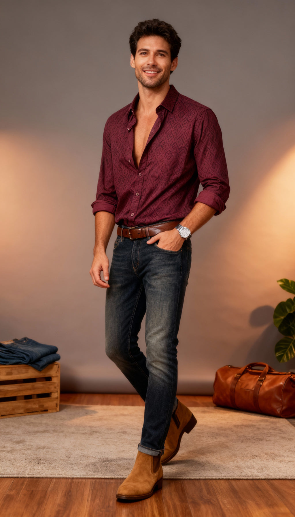 Self Design Casual Men's Shirt