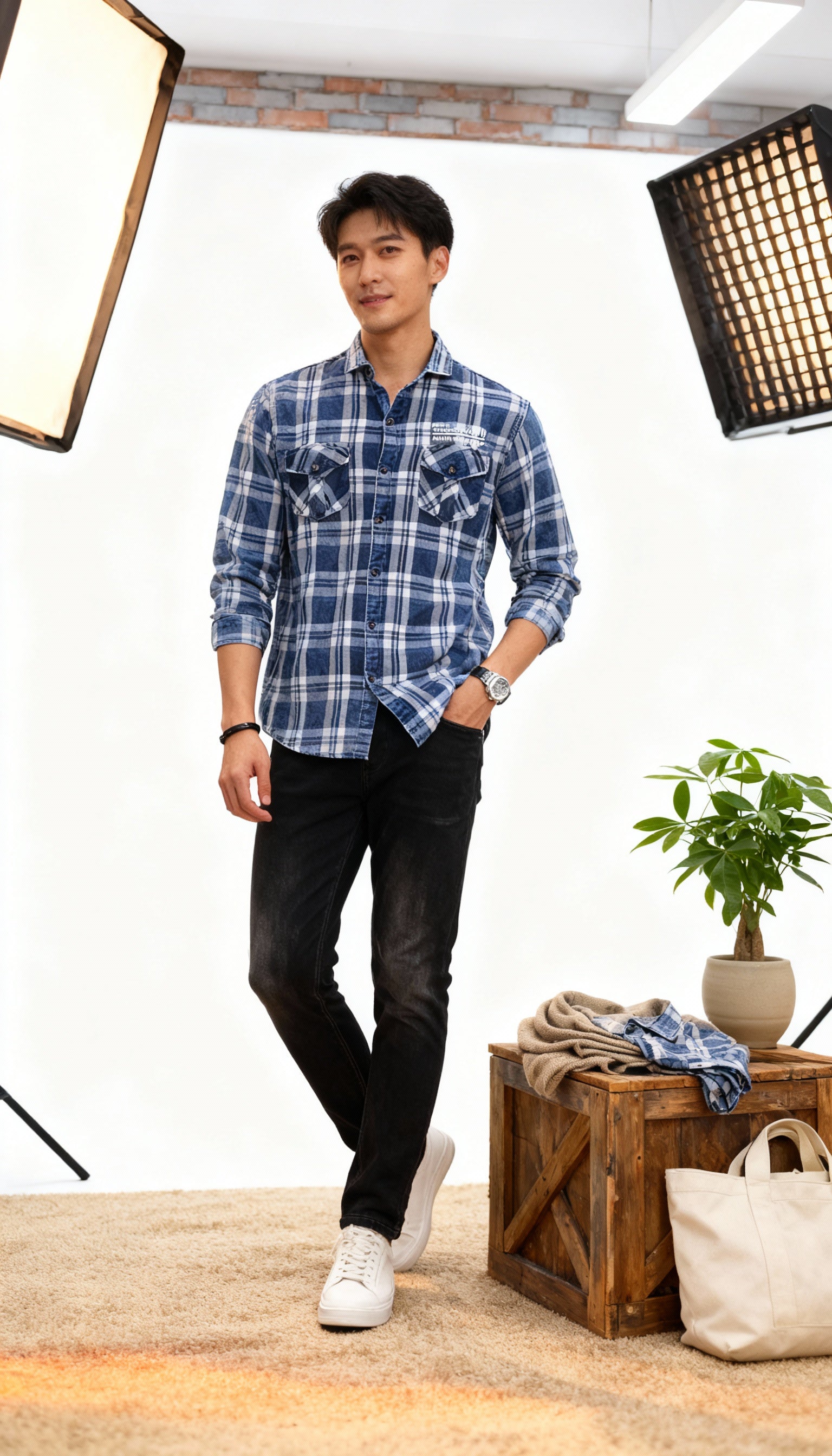 Checks Double Pocket Men's Shirt