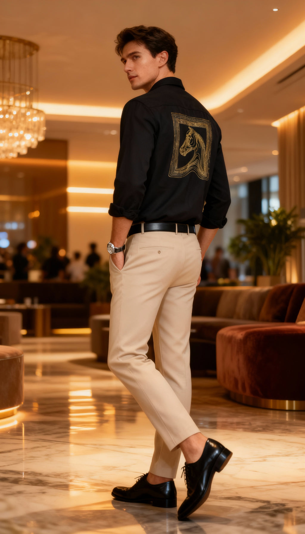 Self Design Premium Club Wear Sequin Men's Shirt