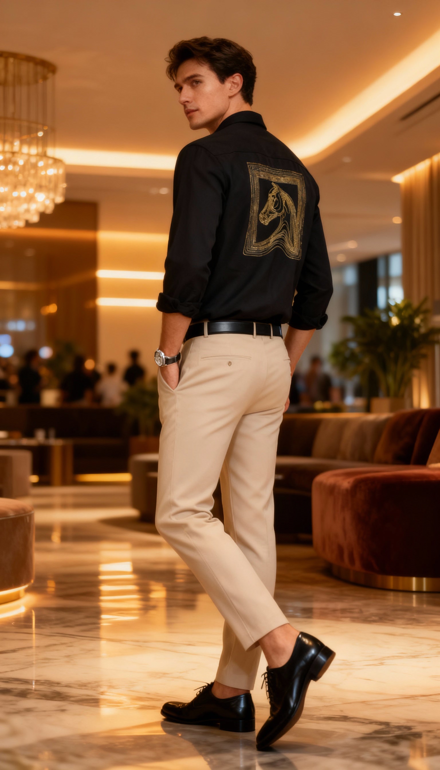 Self Design Premium Club Wear Sequin Men's Shirt