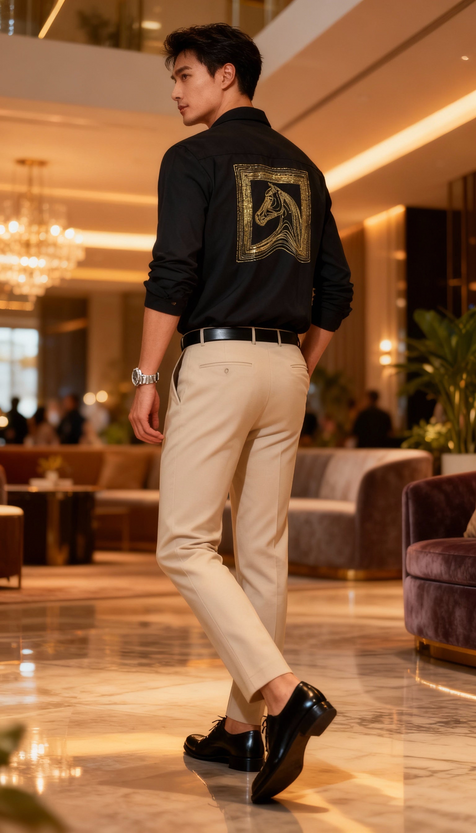 Self Design Premium Club Wear Sequin Men's Shirt