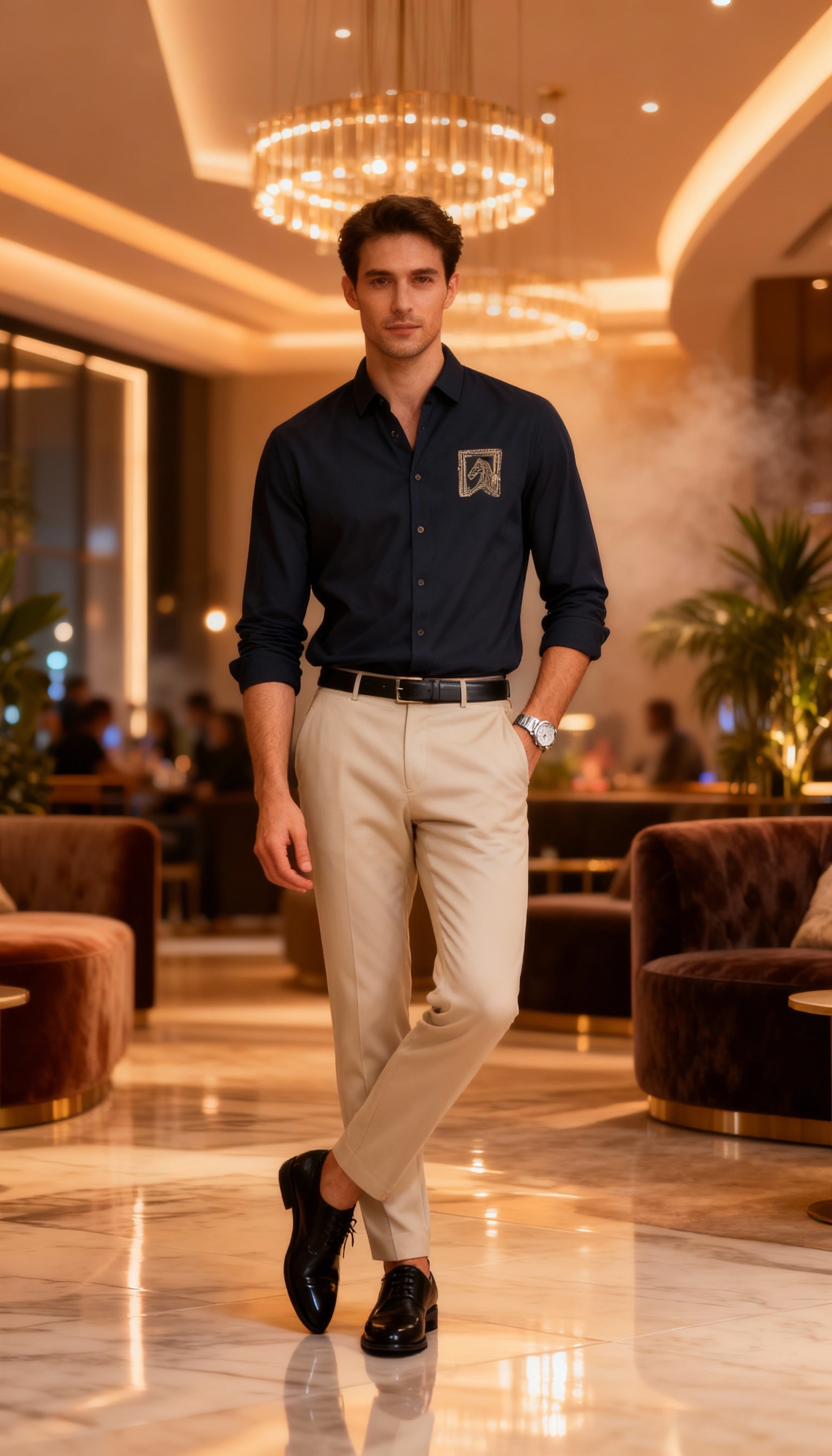 Self Design Premium Club Wear Sequin Men's Shirt