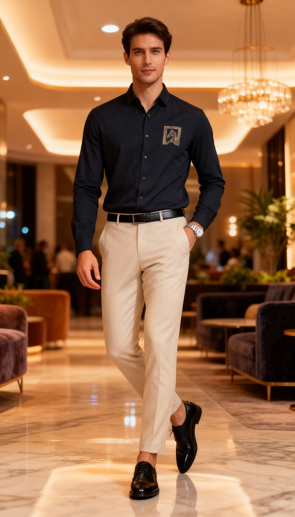 Self Design Premium Club Wear Sequin Men's Shirt