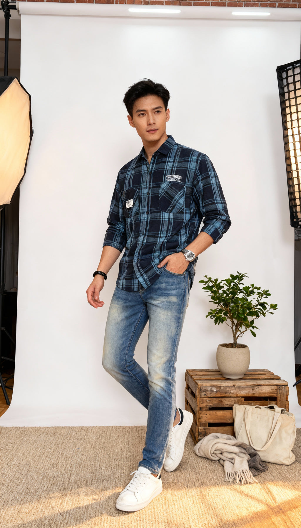 Checks Double Pocket Men's Shirt