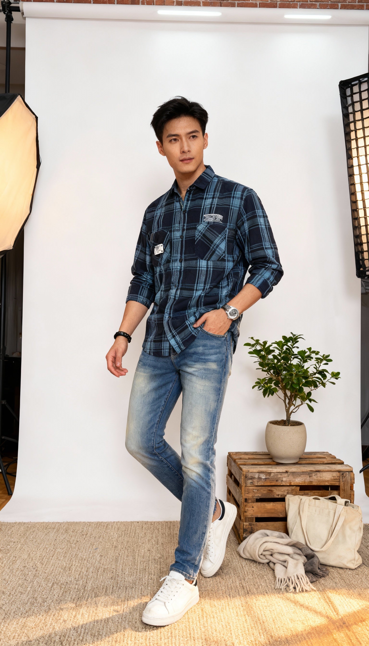 Checks Double Pocket Men's Shirt