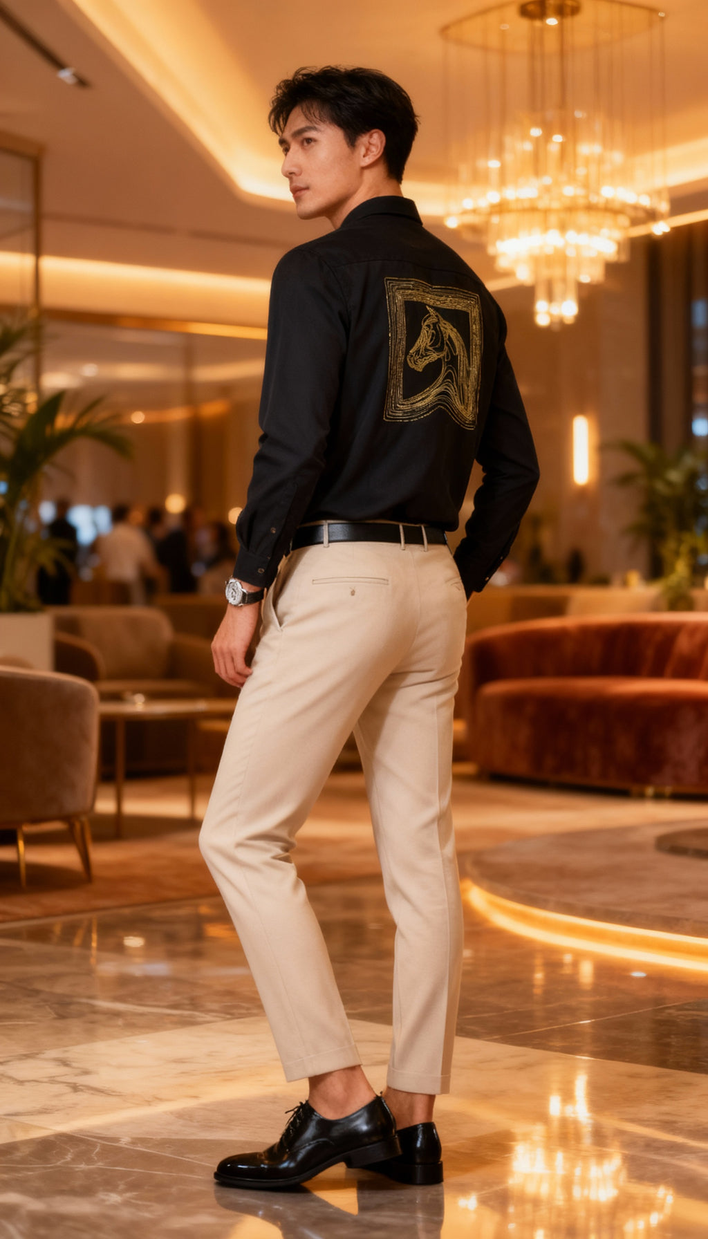 Self Design Premium Club Wear Sequin Men's Shirt