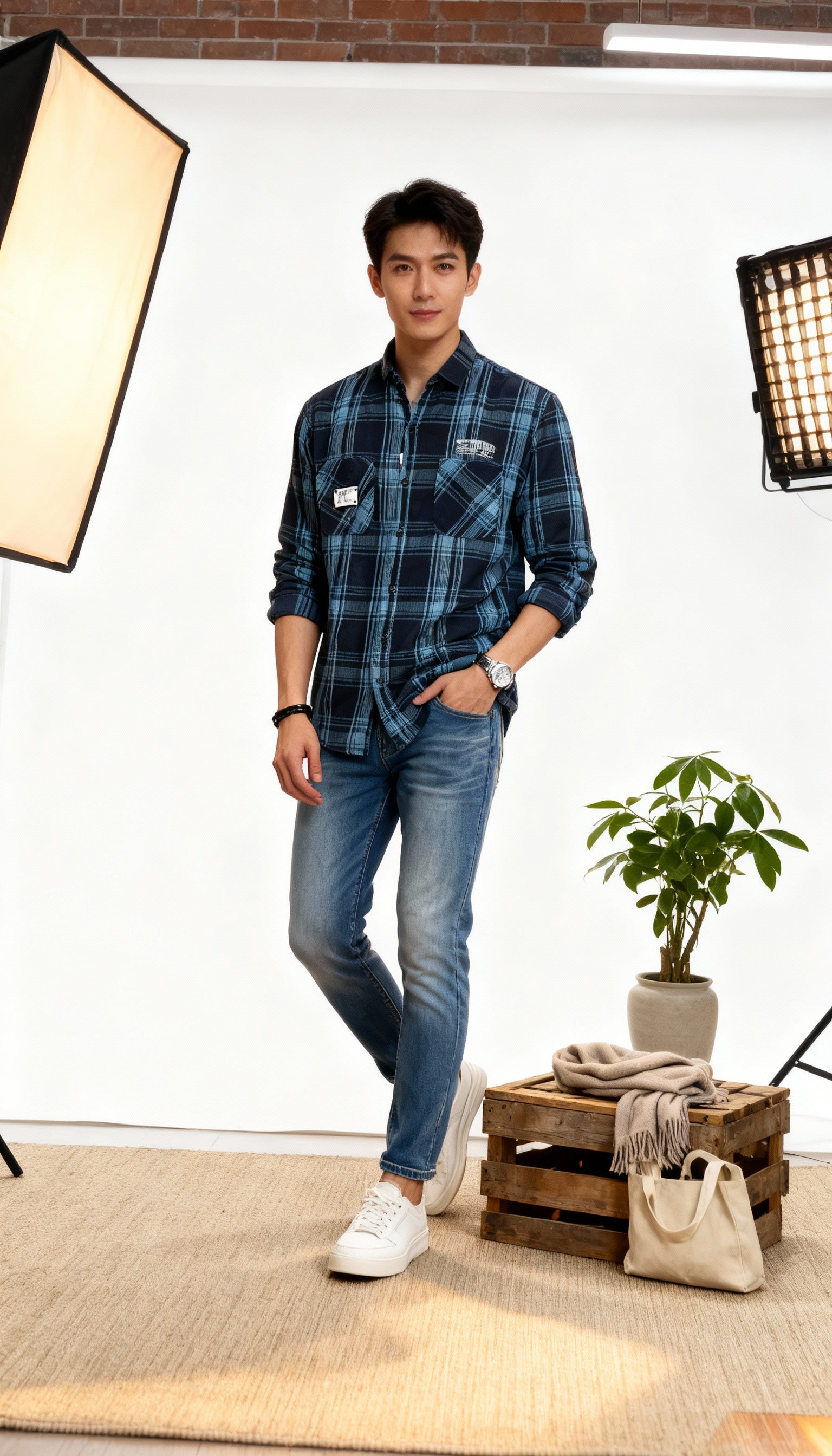 Checks Double Pocket Men's Shirt