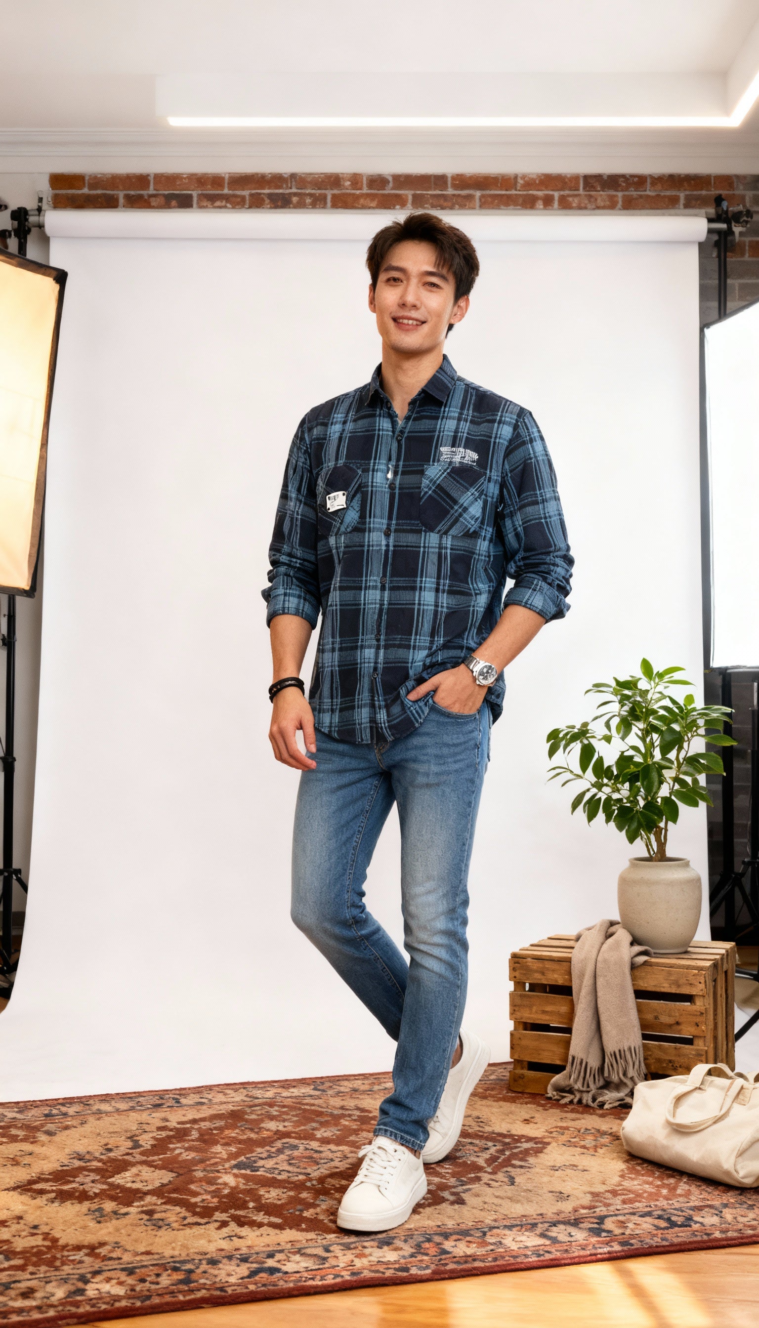 Checks Double Pocket Men's Shirt