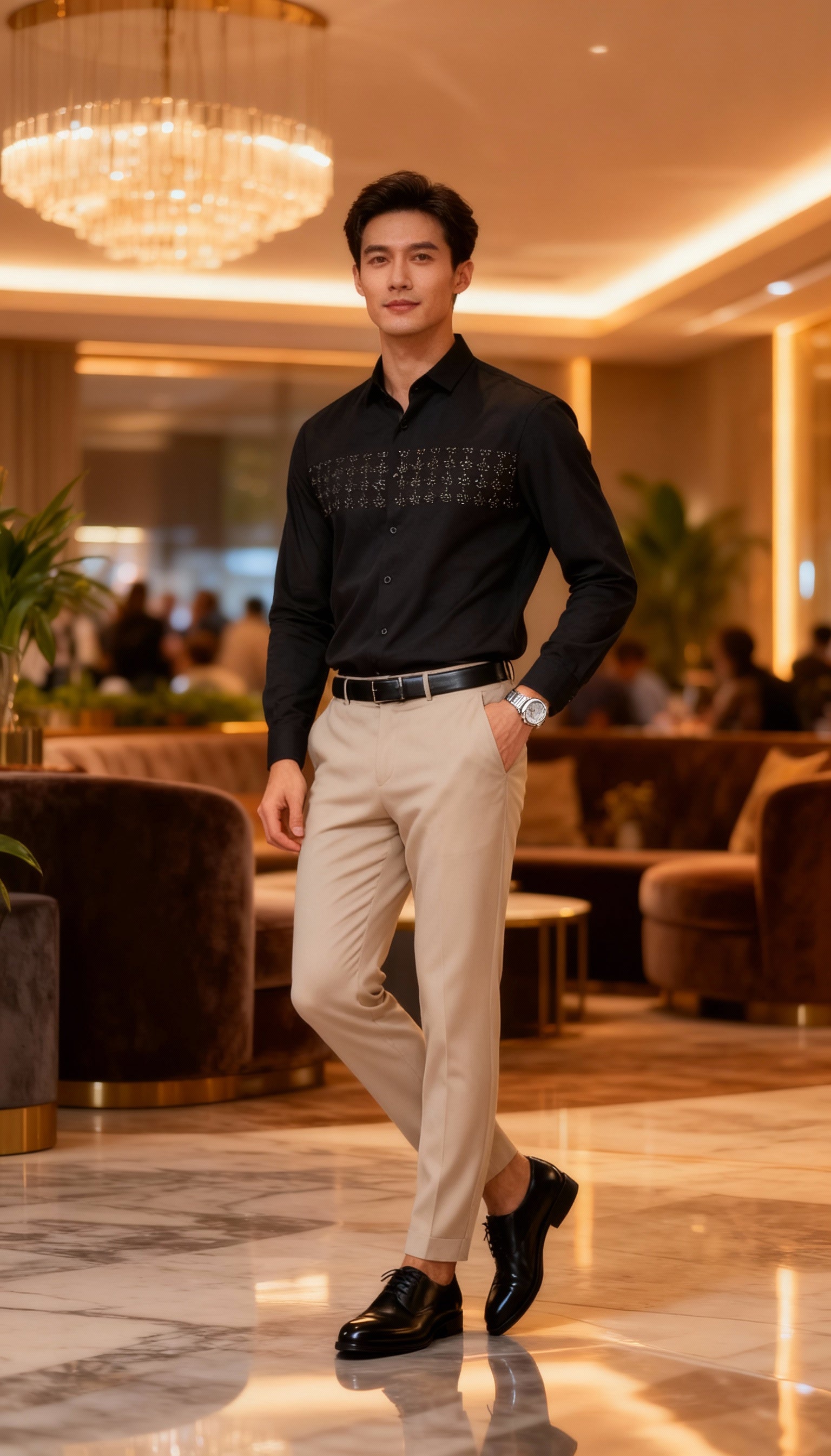 Self Design Premium Club Wear Sequin Men's Shirt