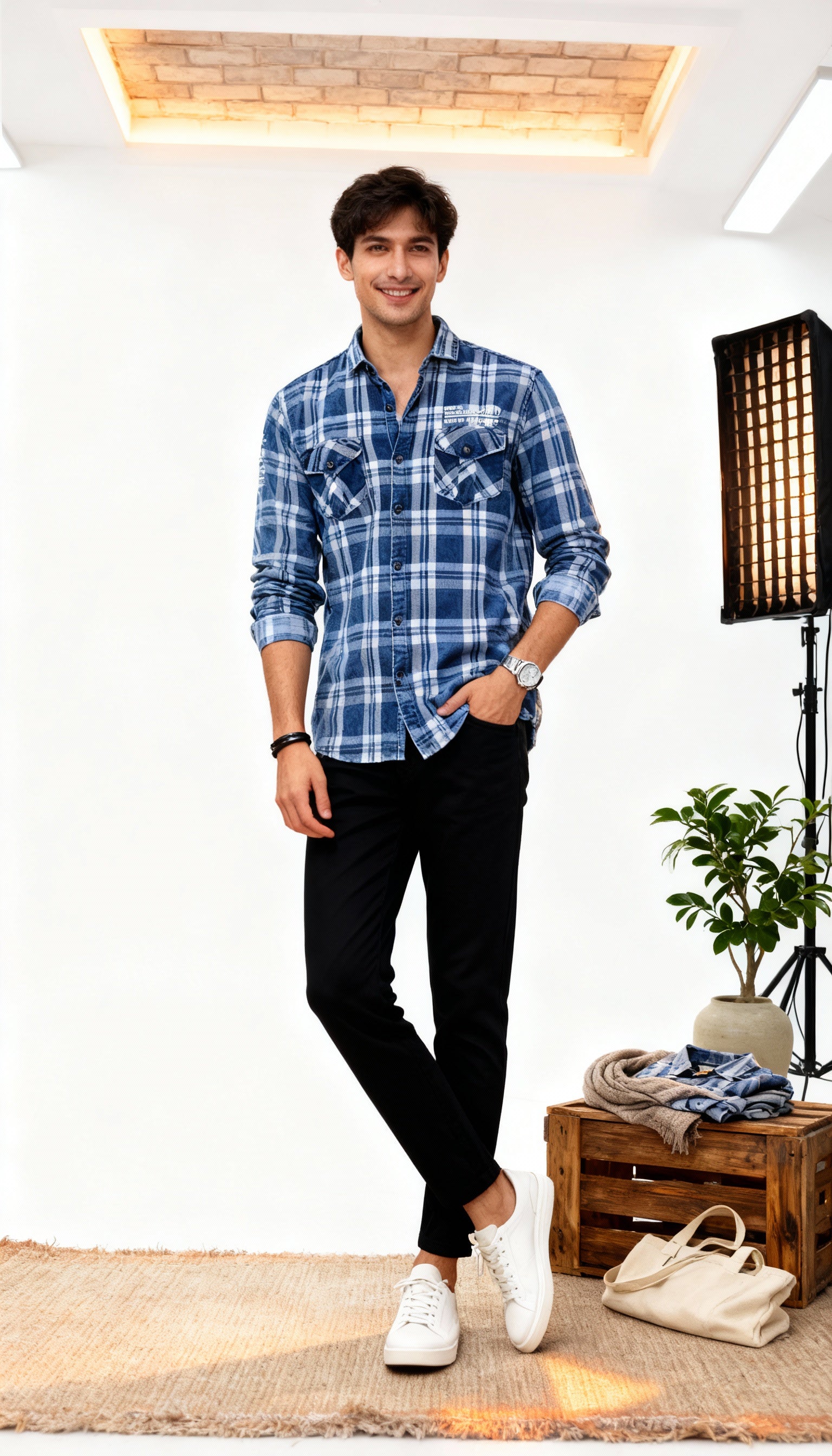 Checks Double Pocket Men's Shirt