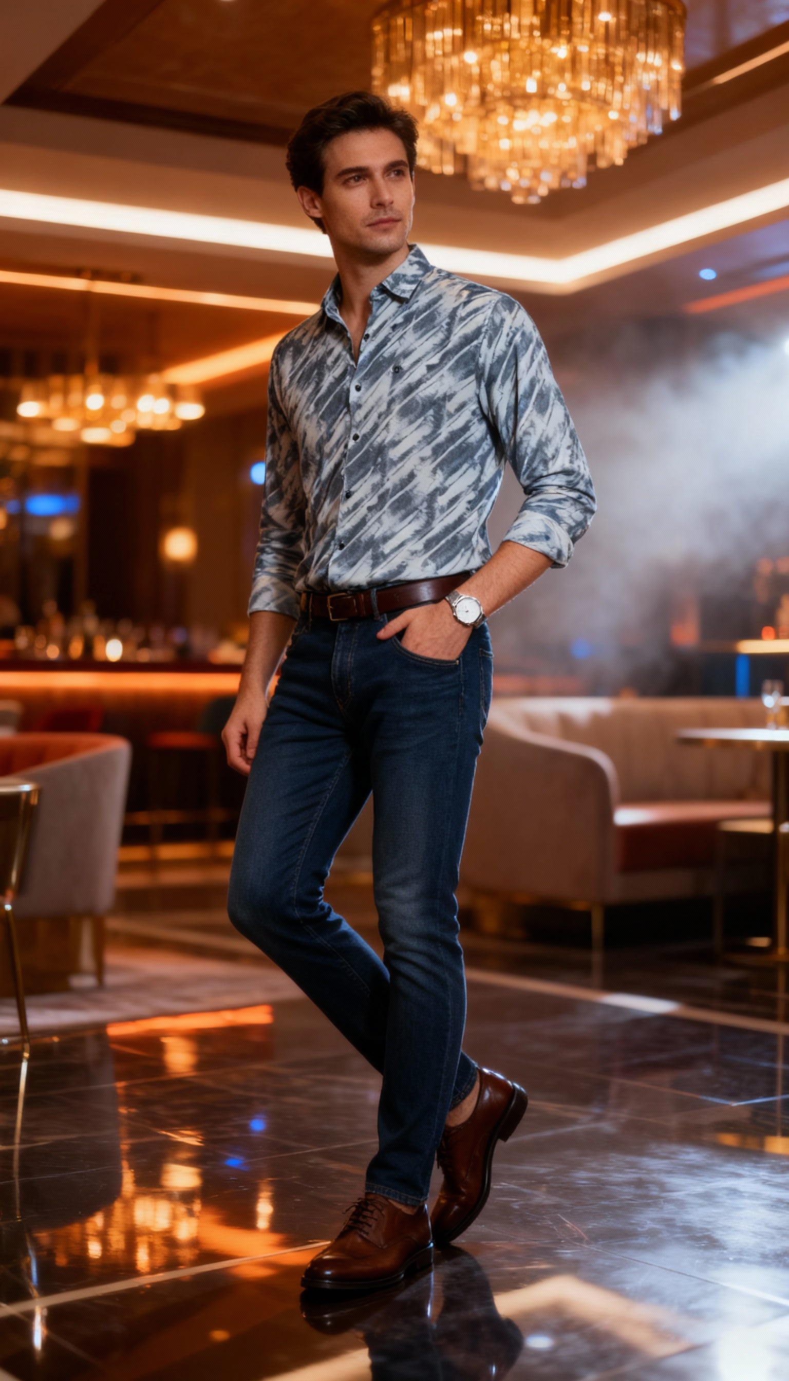 Korean Style Designer Party Wear Men's Shirt