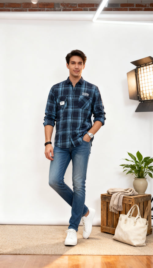 Checks Double Pocket Men's Shirt