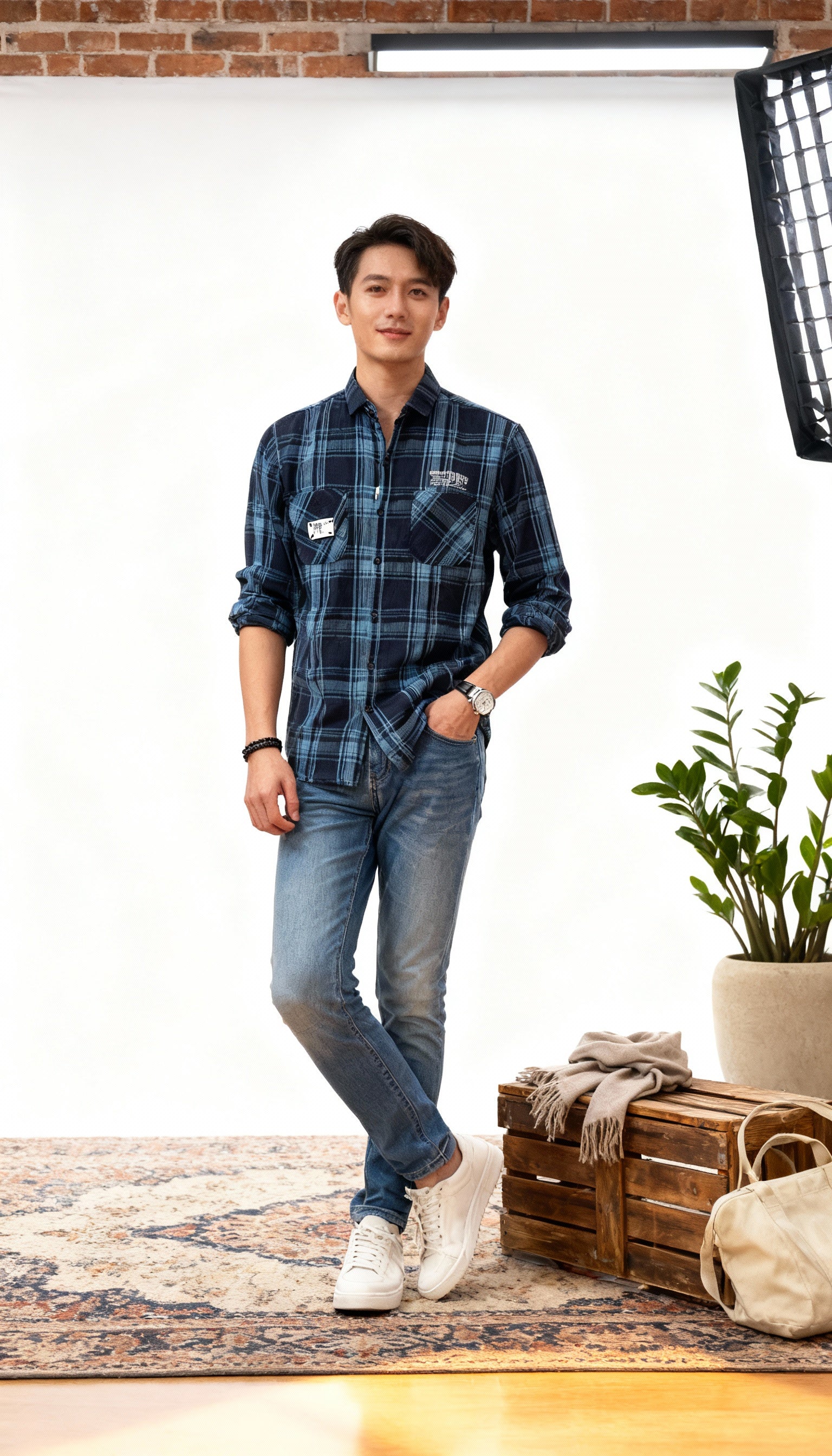 Checks Double Pocket Men's Shirt