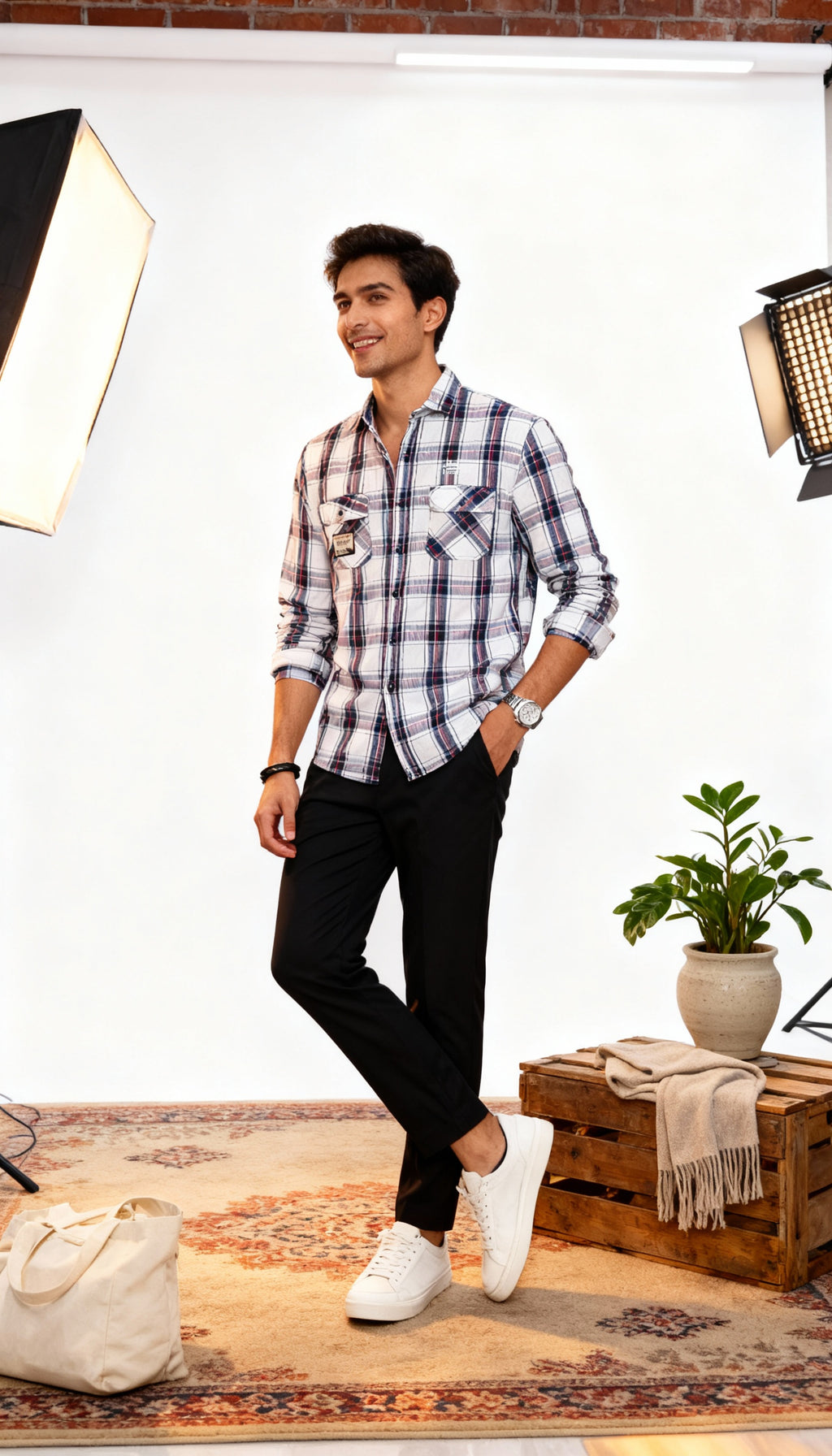 Checks Double Pocket Men's Shirt