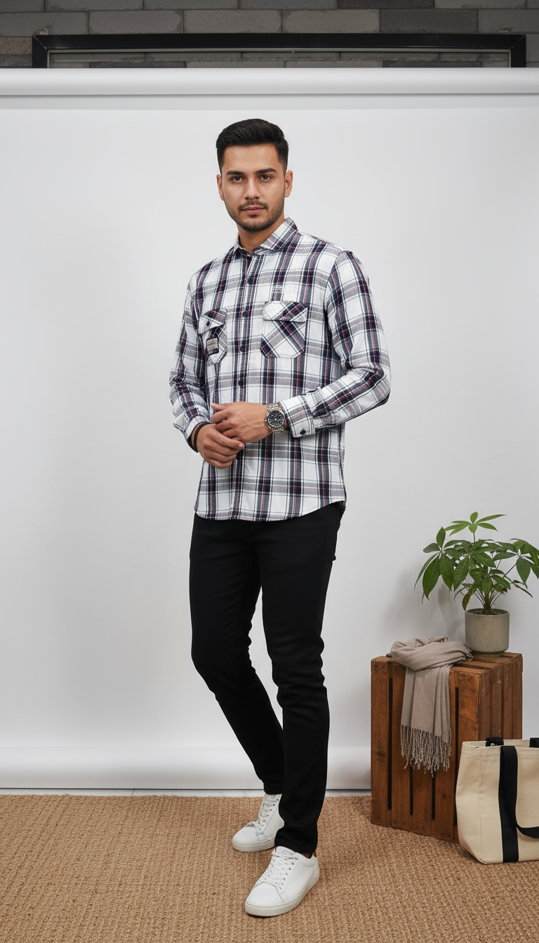 Checks Double Pocket Men's Shirt