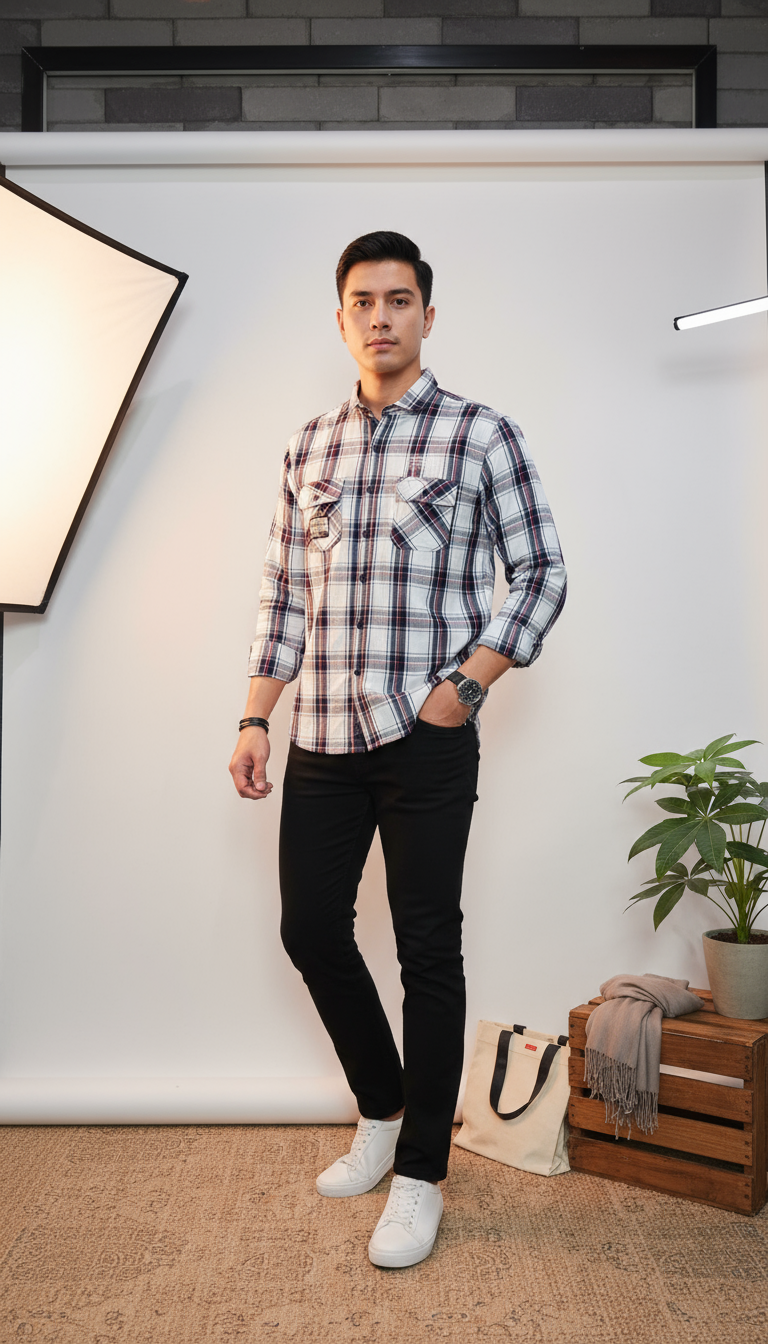 Checks Double Pocket Men's Shirt