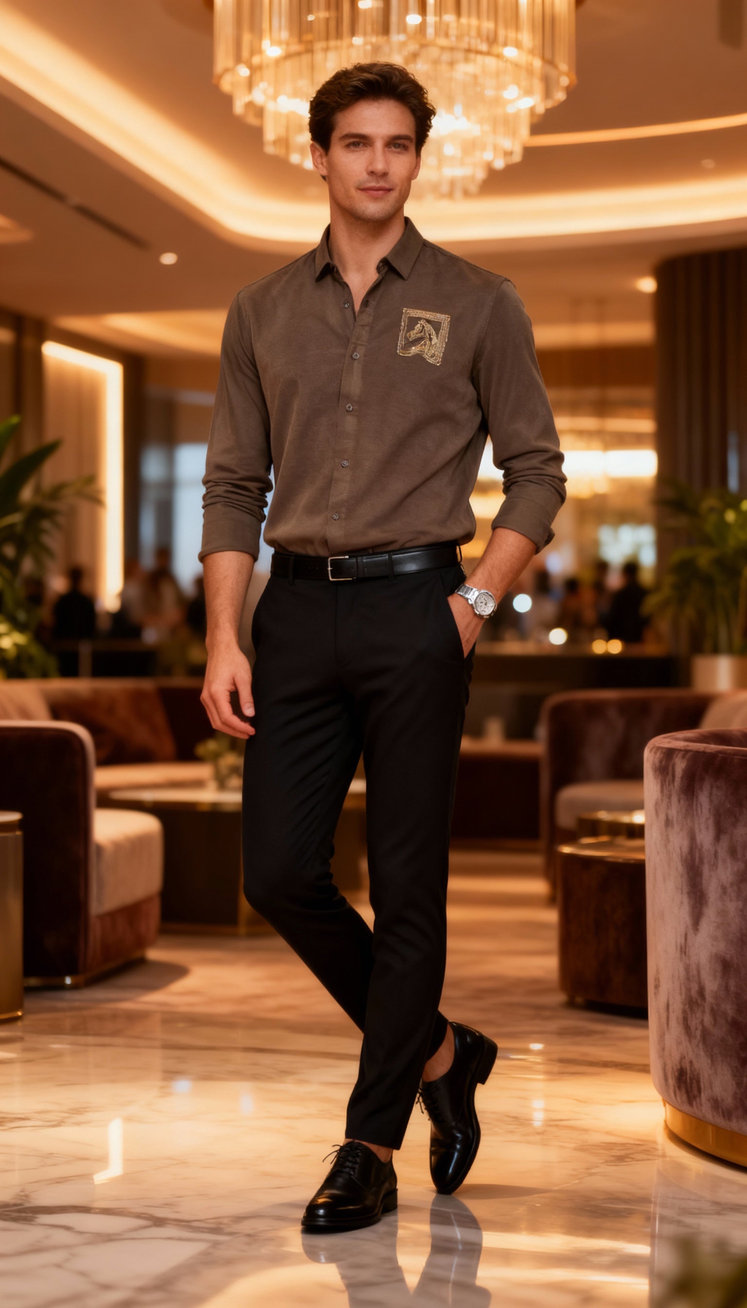 Self Design Premium Club Wear Sequin Men's Shirt