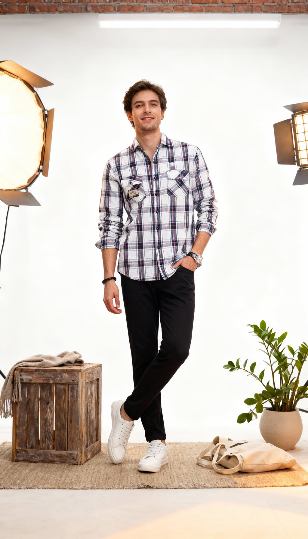 Checks Double Pocket Men's Shirt