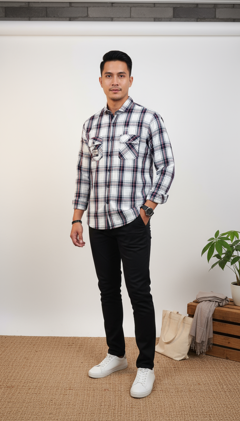 Checks Double Pocket Men's Shirt