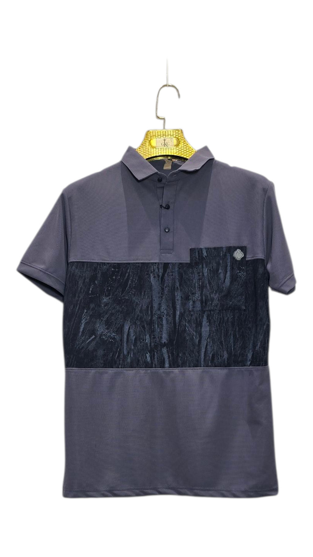Self Printed Men's Polo T-Shirt With Designed Pocket