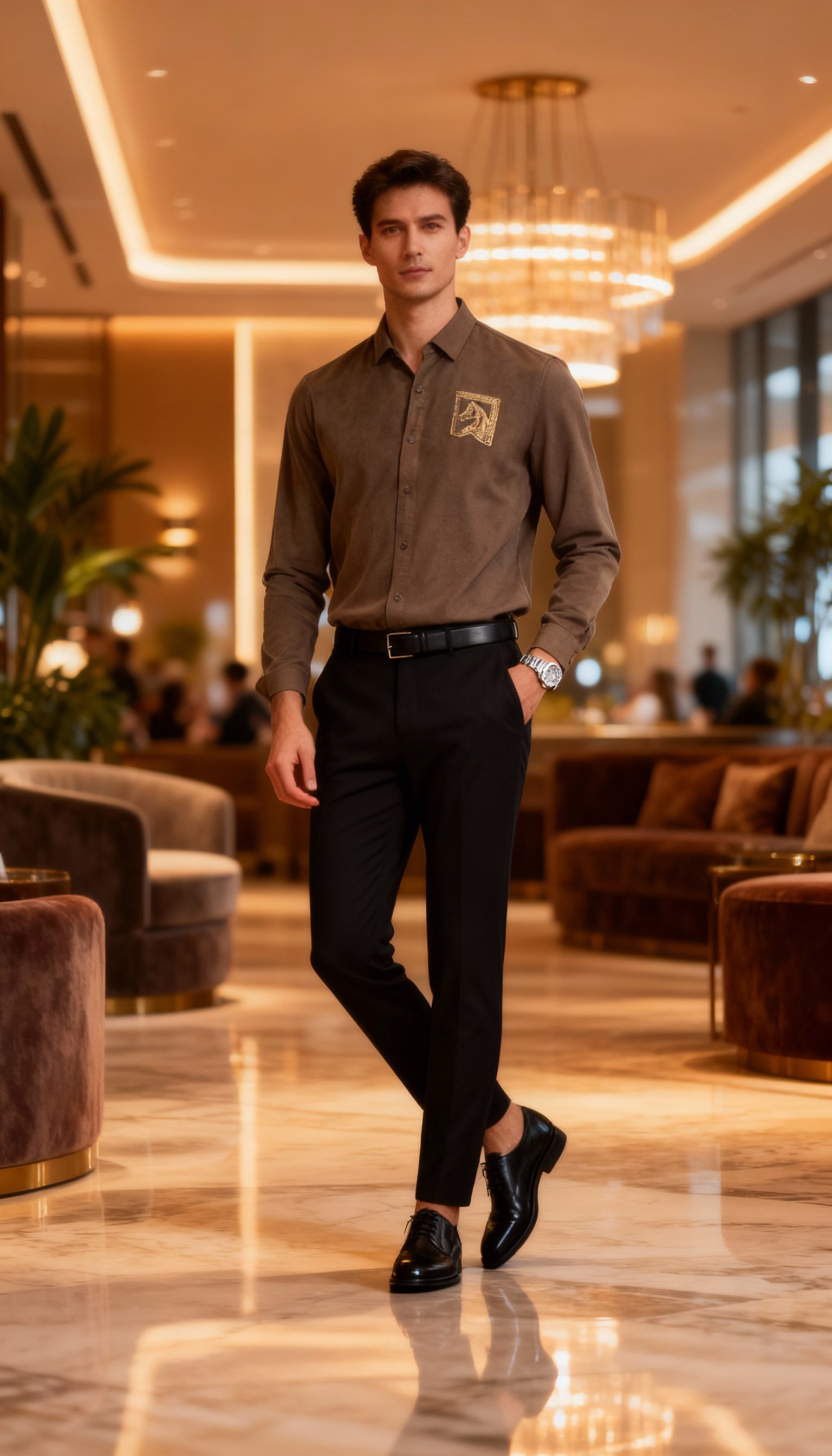 Self Design Premium Club Wear Sequin Men's Shirt