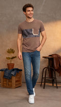 Self Printed Men's T-Shirt With Designed Pocket