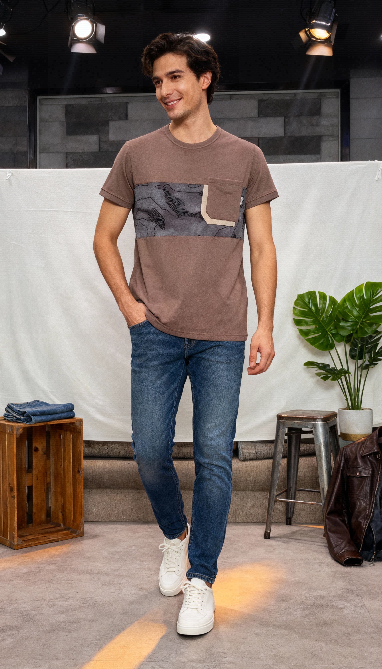 Self Printed Men's T-Shirt With Designed Pocket