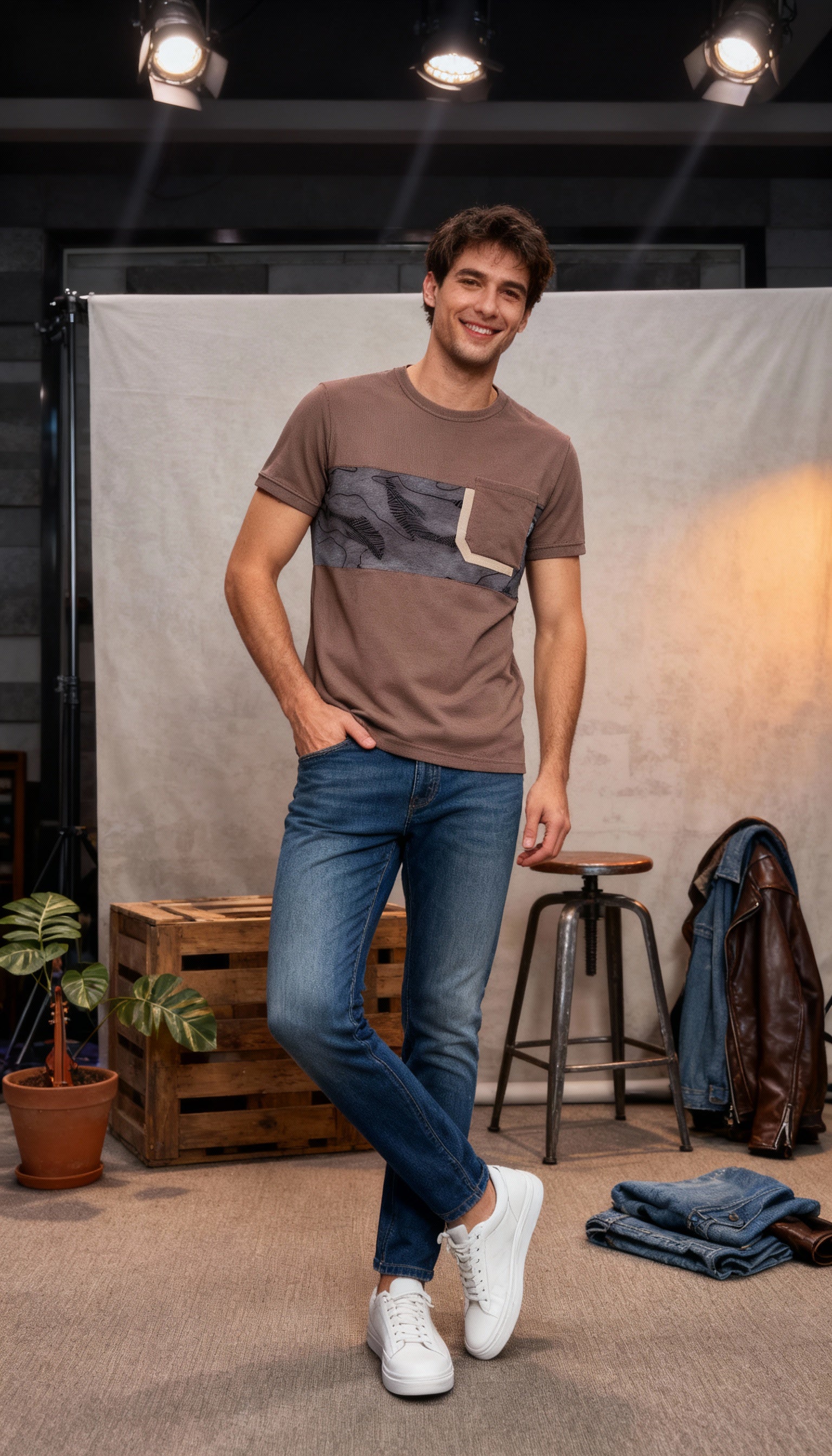Self Printed Men's T-Shirt With Designed Pocket