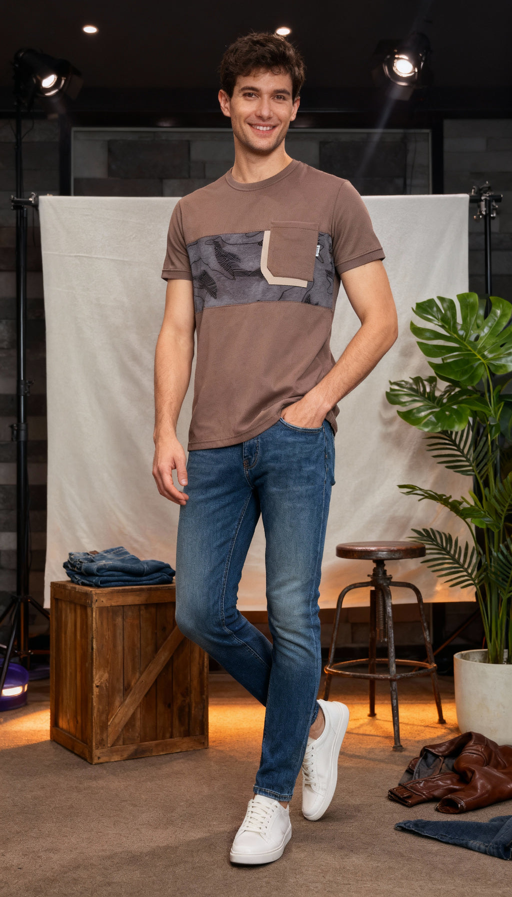 Self Printed Men's T-Shirt With Designed Pocket
