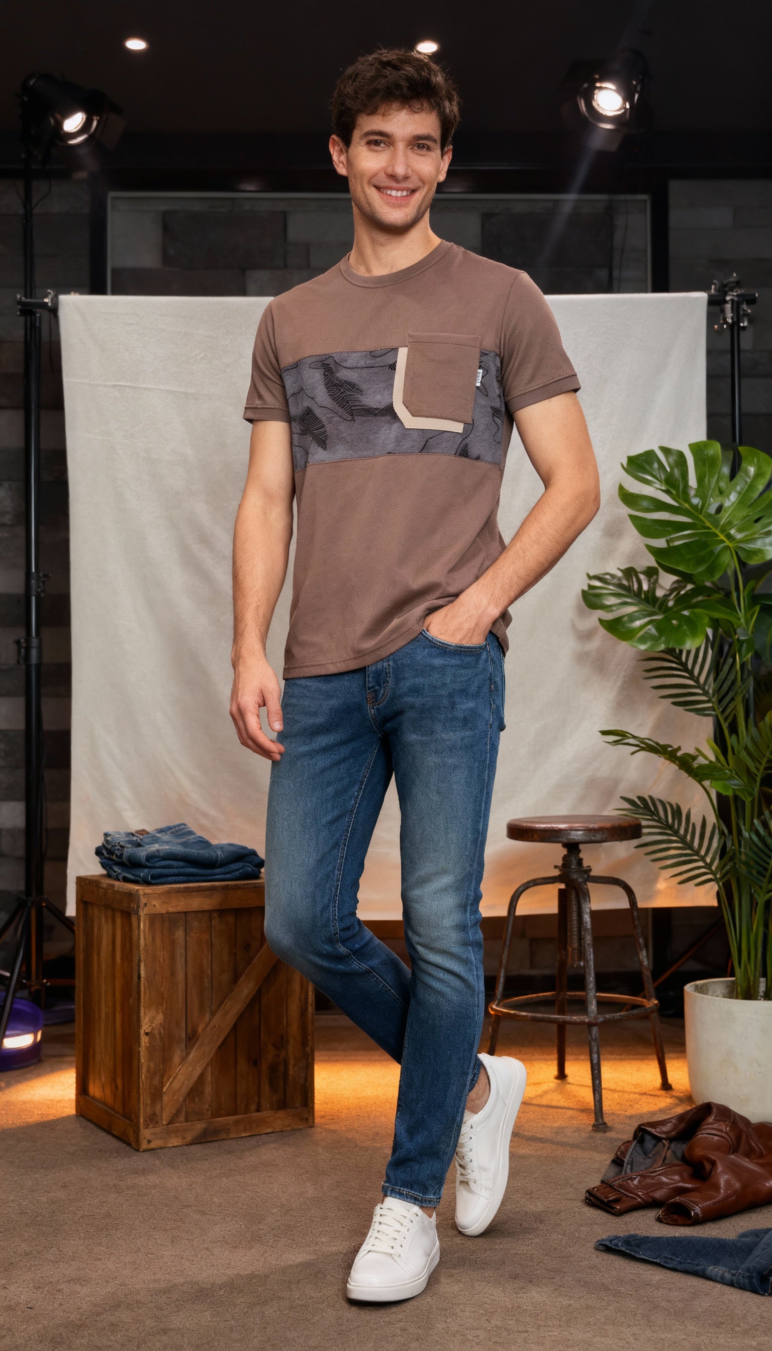 Self Printed Men's T-Shirt With Designed Pocket