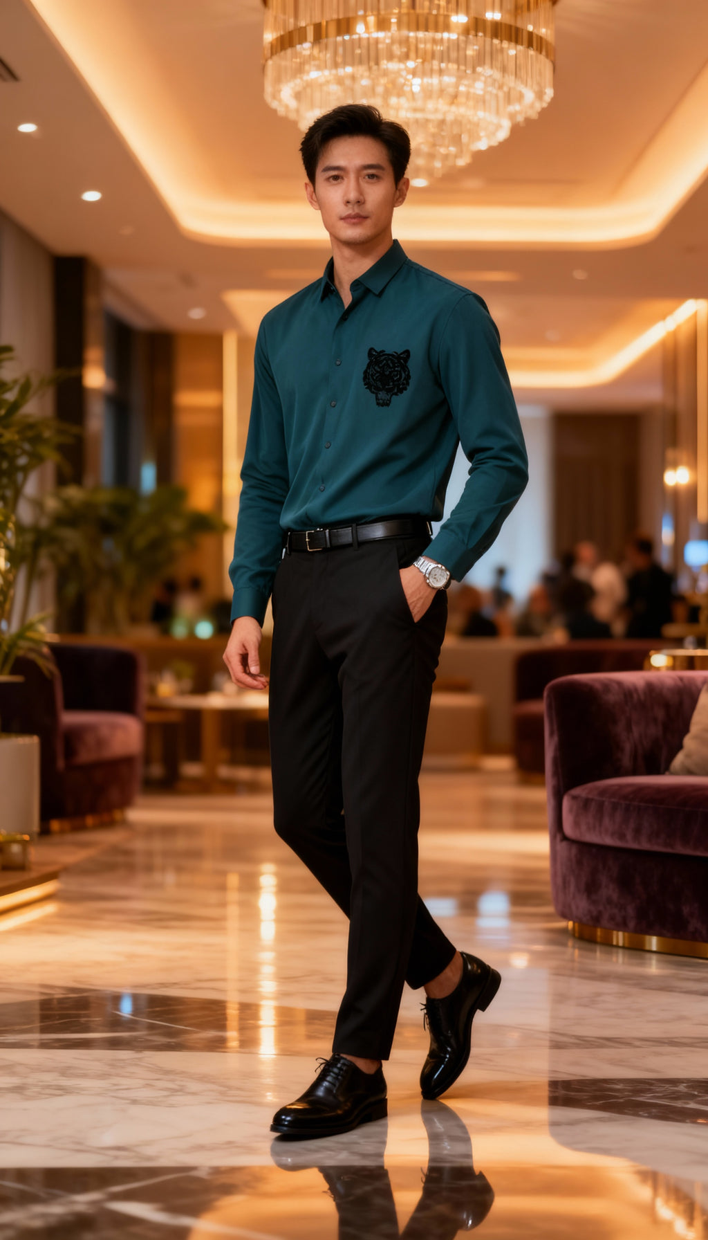 Self Design Premium Club Wear Sequin Men's Shirt