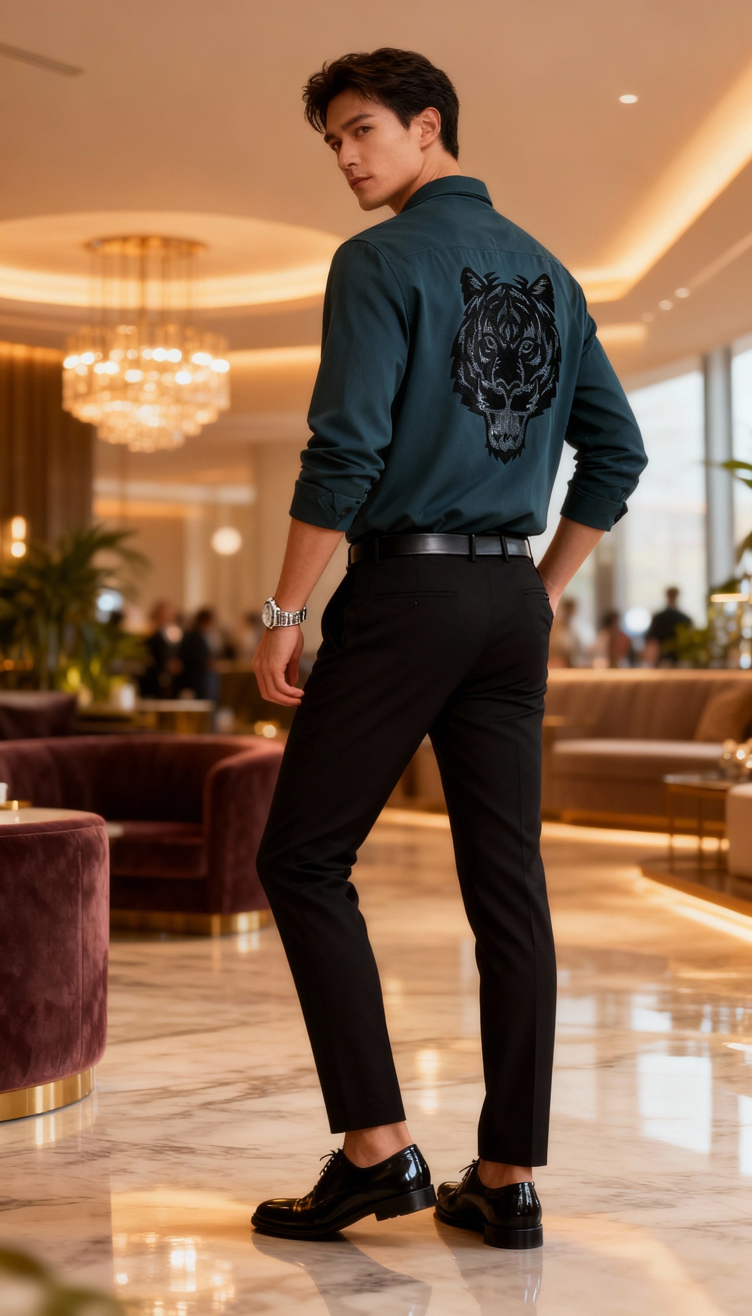 Self Design Premium Club Wear Sequin Men's Shirt
