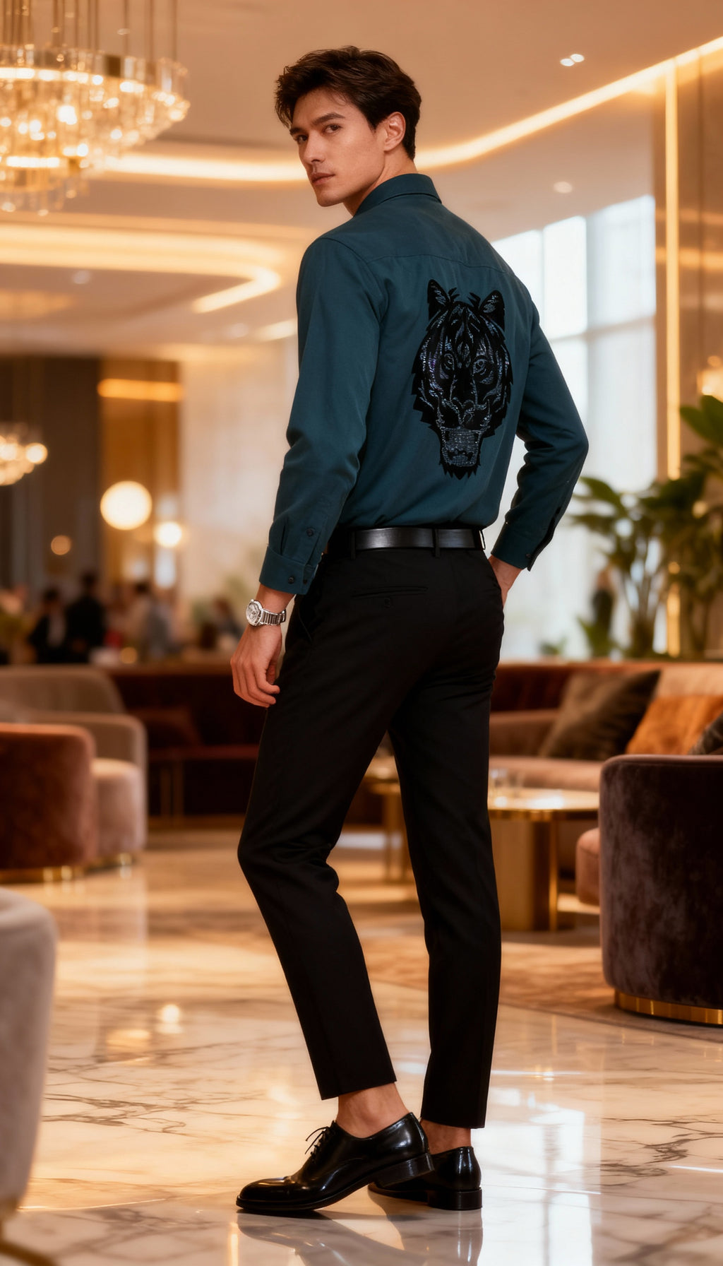 Self Design Premium Club Wear Sequin Men's Shirt