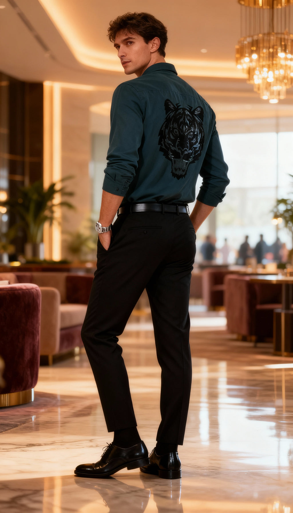 Self Design Premium Club Wear Sequin Men's Shirt