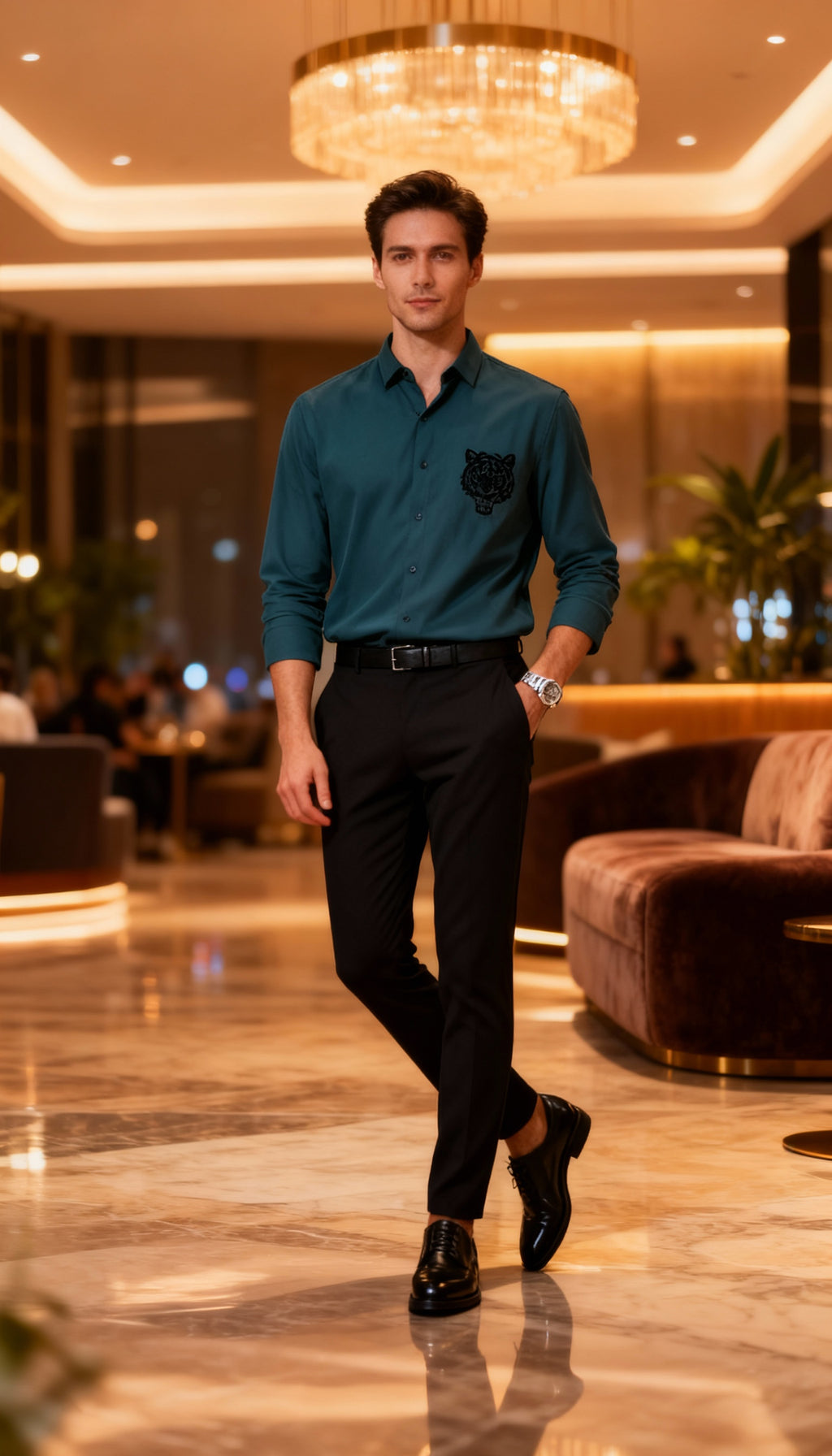 Self Design Premium Club Wear Sequin Men's Shirt