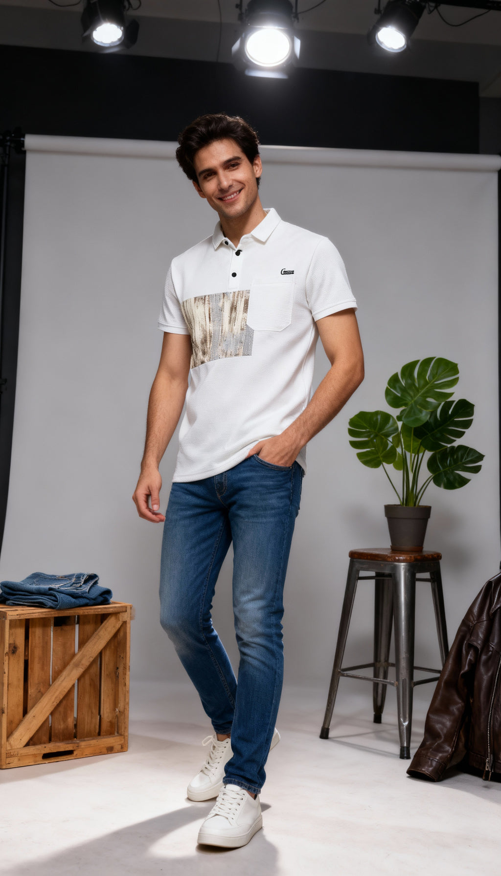 Self Printed Polo Men's T-Shirt With Pocket