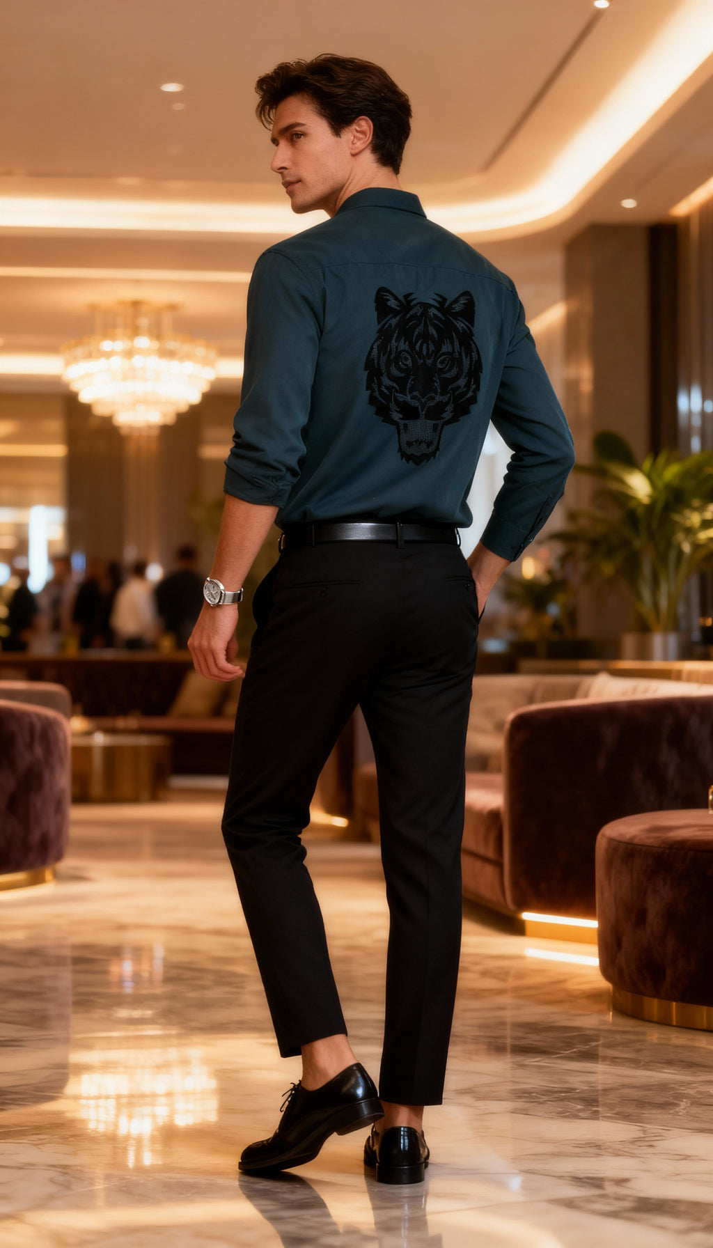 Self Design Premium Club Wear Sequin Men's Shirt