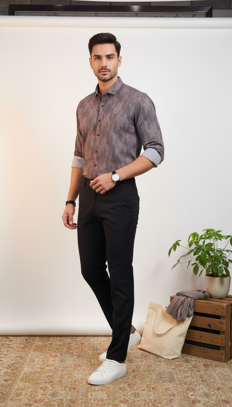 Self Printed Design Men's Shirt