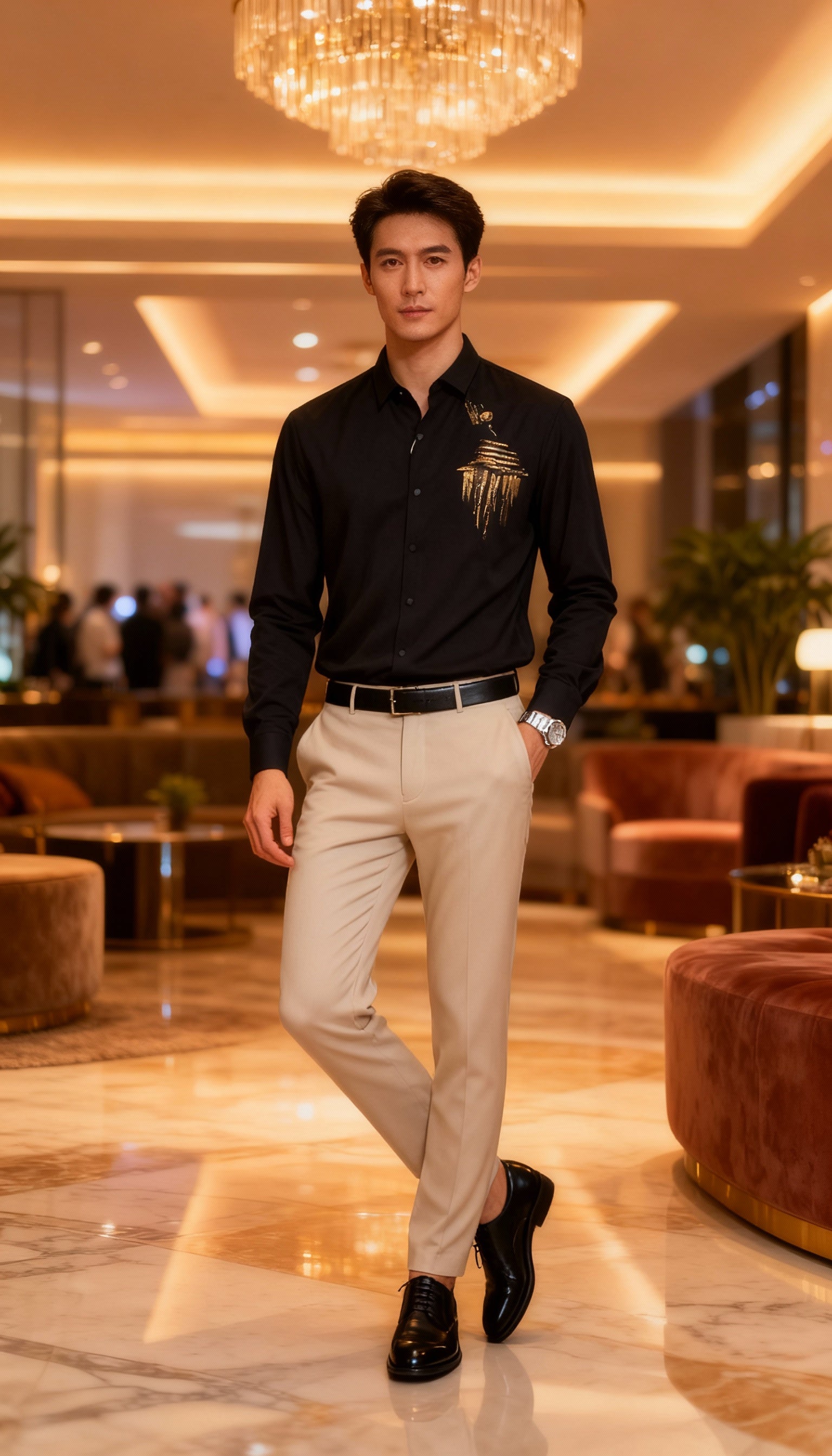 Self Design Premium Club Wear Sequin Men's Shirt