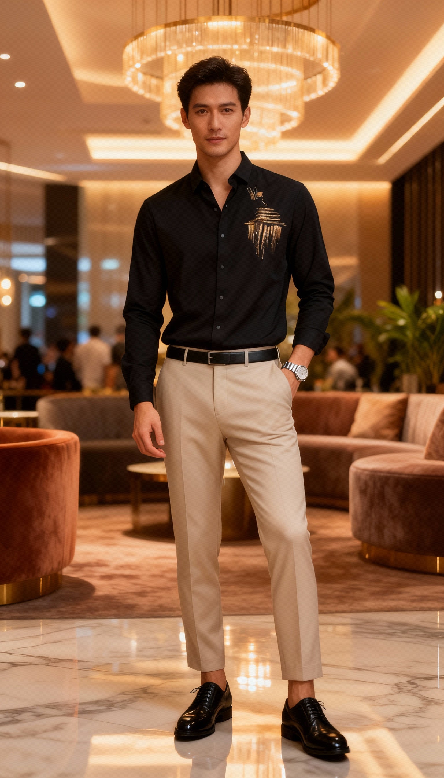 Self Design Premium Club Wear Sequin Men's Shirt