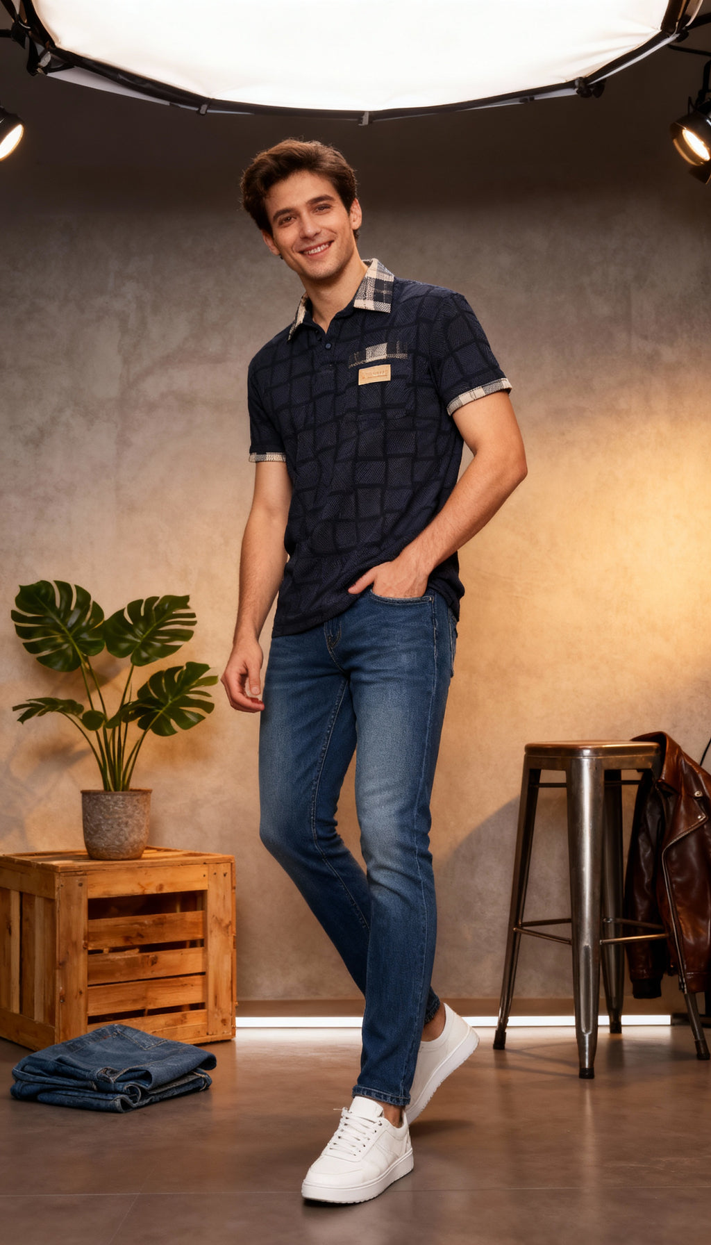 Checks Pocket Style Polo Men's T-Shirt