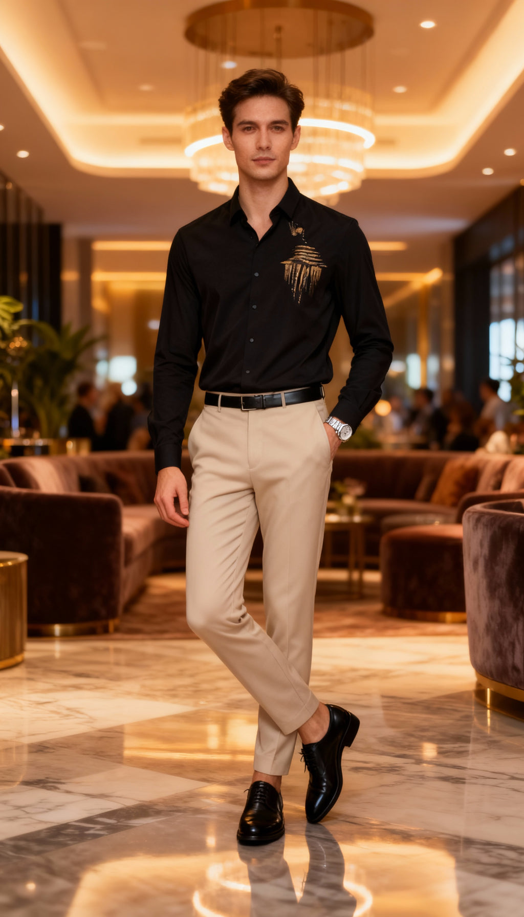 Self Design Premium Club Wear Sequin Men's Shirt