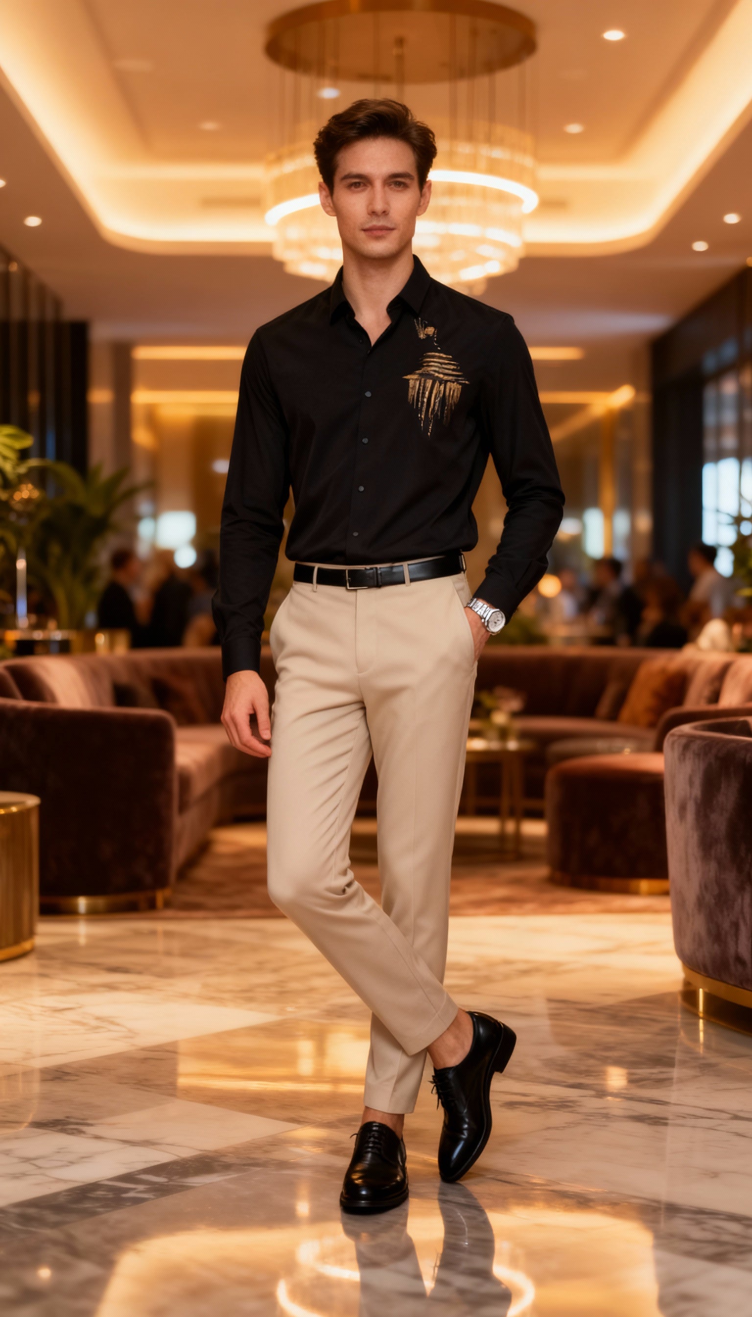 Self Design Premium Club Wear Sequin Men's Shirt