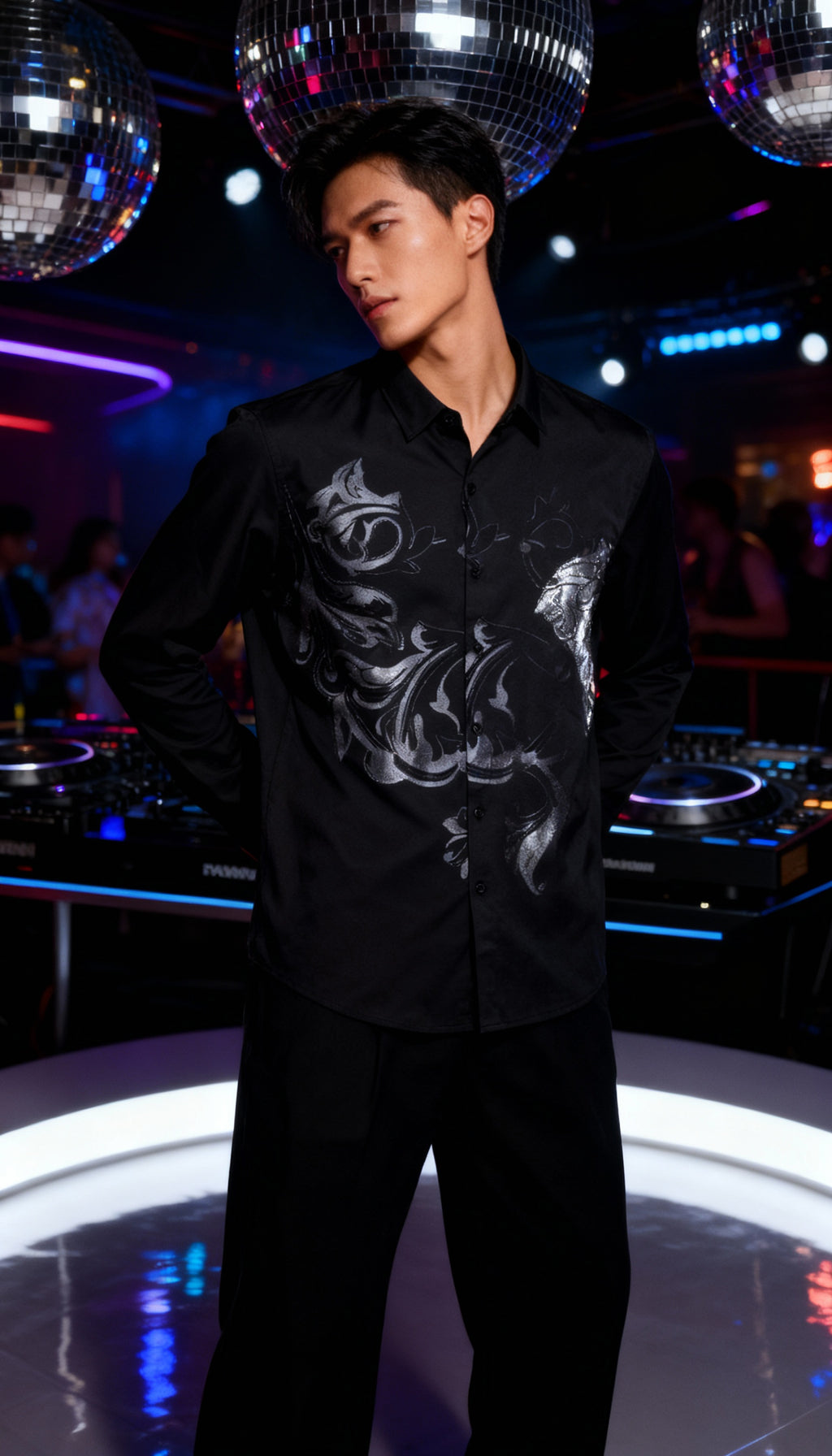 Self Design Premium Club Wear Sequin Men's Shirt