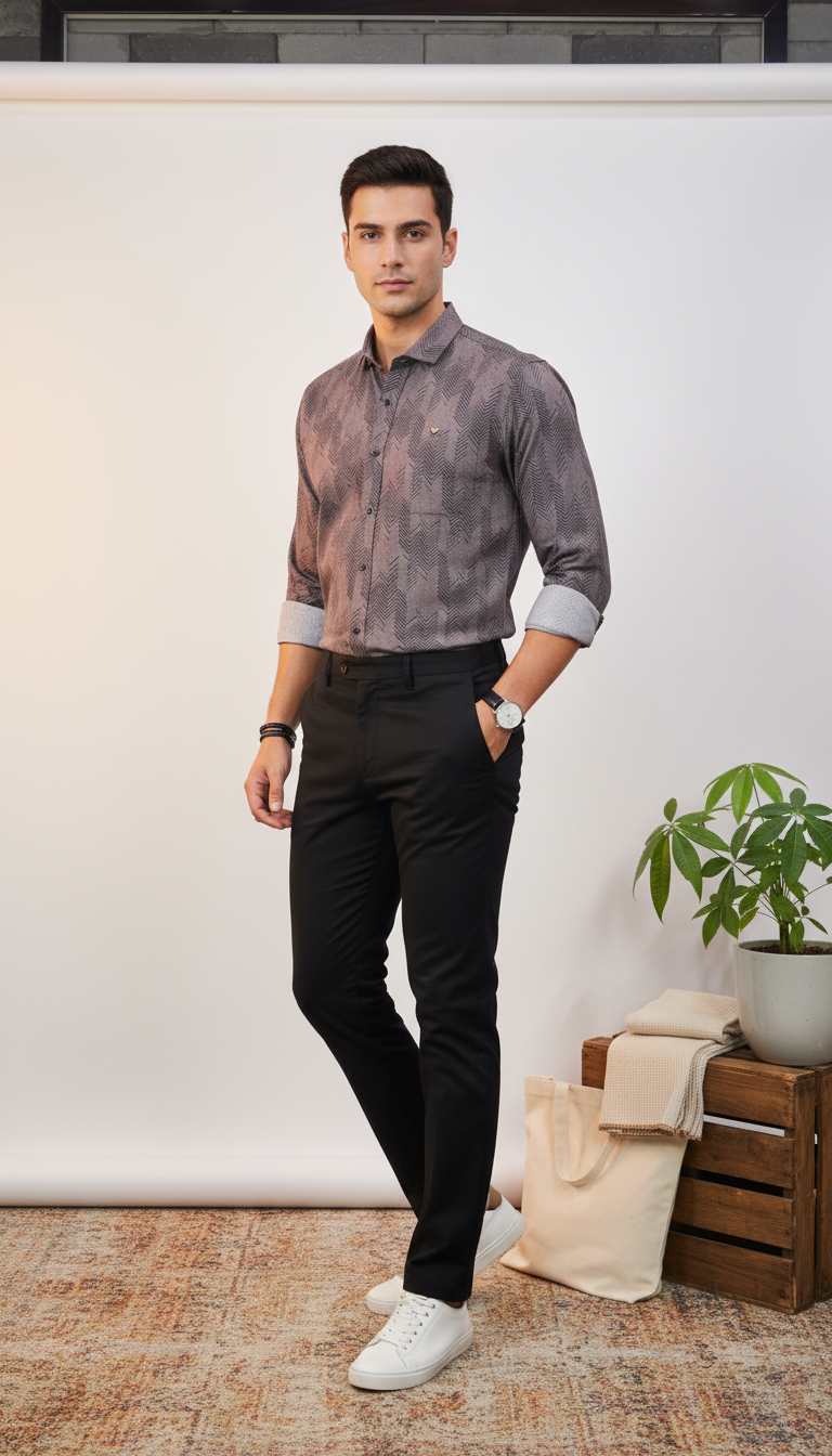 Self Printed Design Men's Shirt