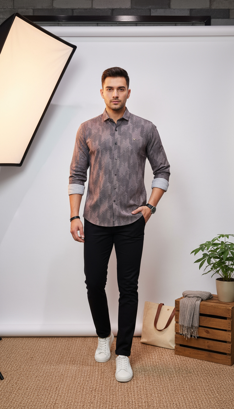 Self Printed Design Men's Shirt